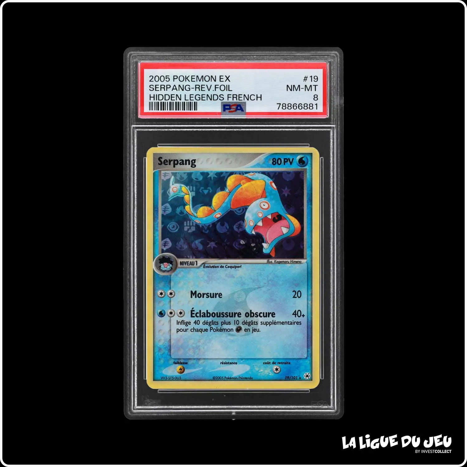 Rare - Pokemon - Légendes Oubliées - Serpang 19/101 - Reverse foil - PSA 8 - Français