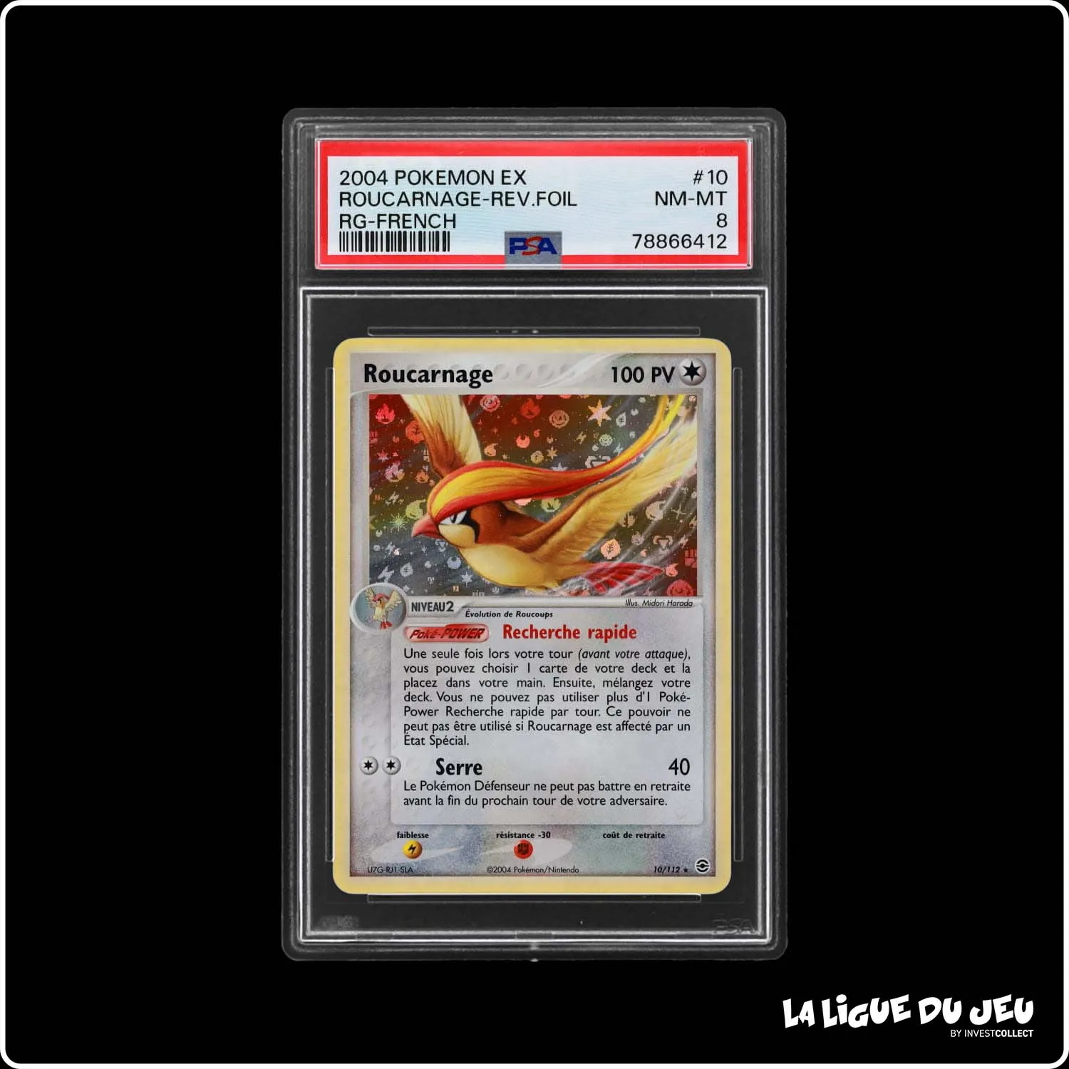 Holo - Pokemon - Rouge Feu Vert Feuille - Roucarnage 10/112 - Reverse foil - PSA 8 - Français