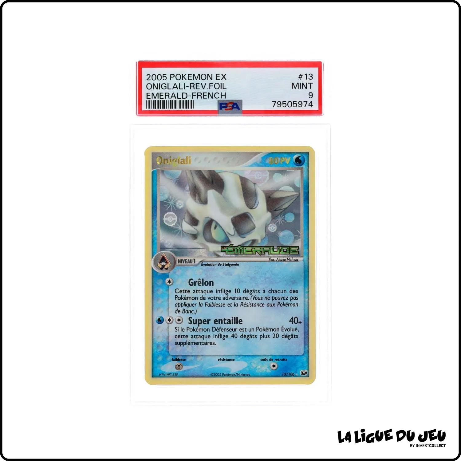 Rare - Pokemon - Émeraude - Oniglali 13/106 - Reverse foil - PSA 9 - Français