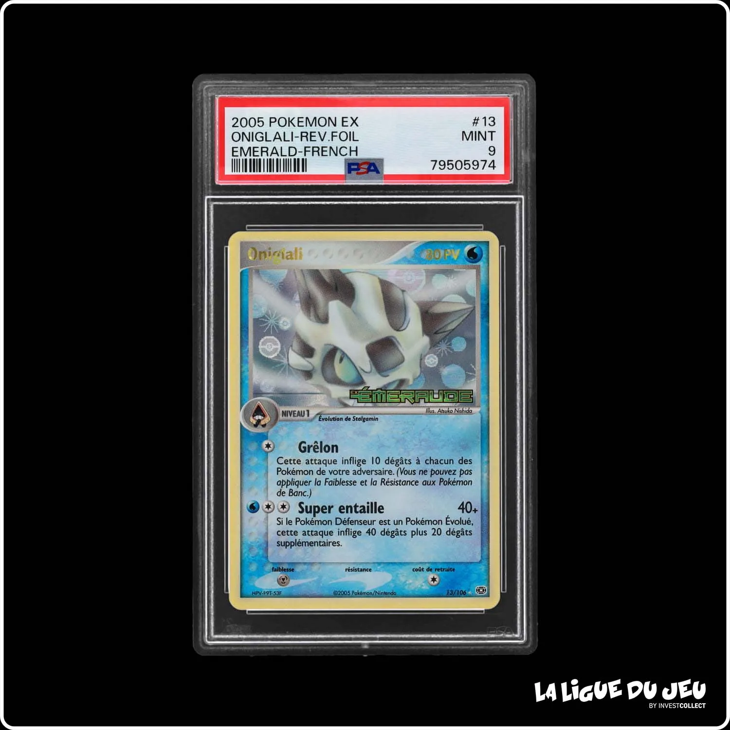 Rare - Pokemon - Émeraude - Oniglali 13/106 - Reverse foil - PSA 9 - Français