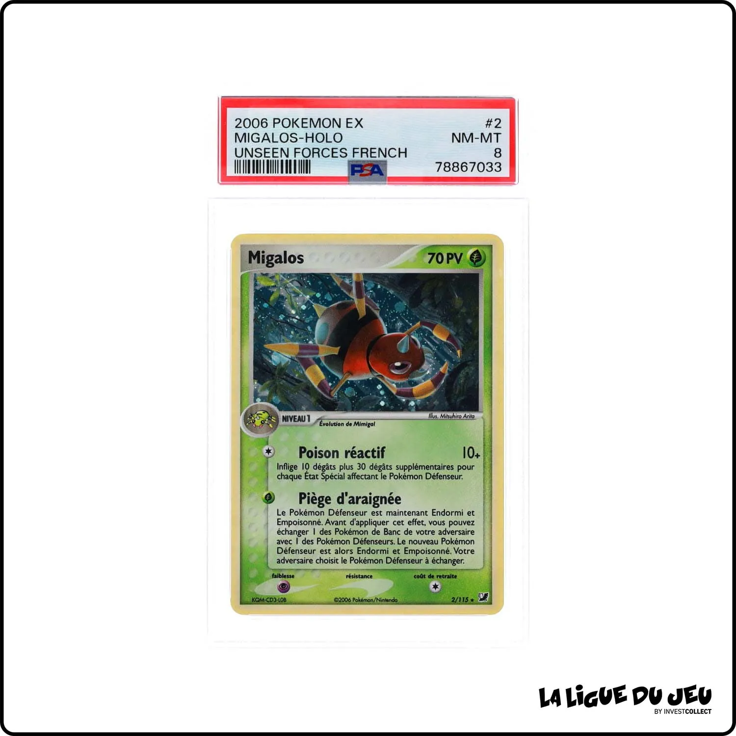 Holo - Pokemon - Forces Cachées - Migalos 2/115 - PSA 8 - Français