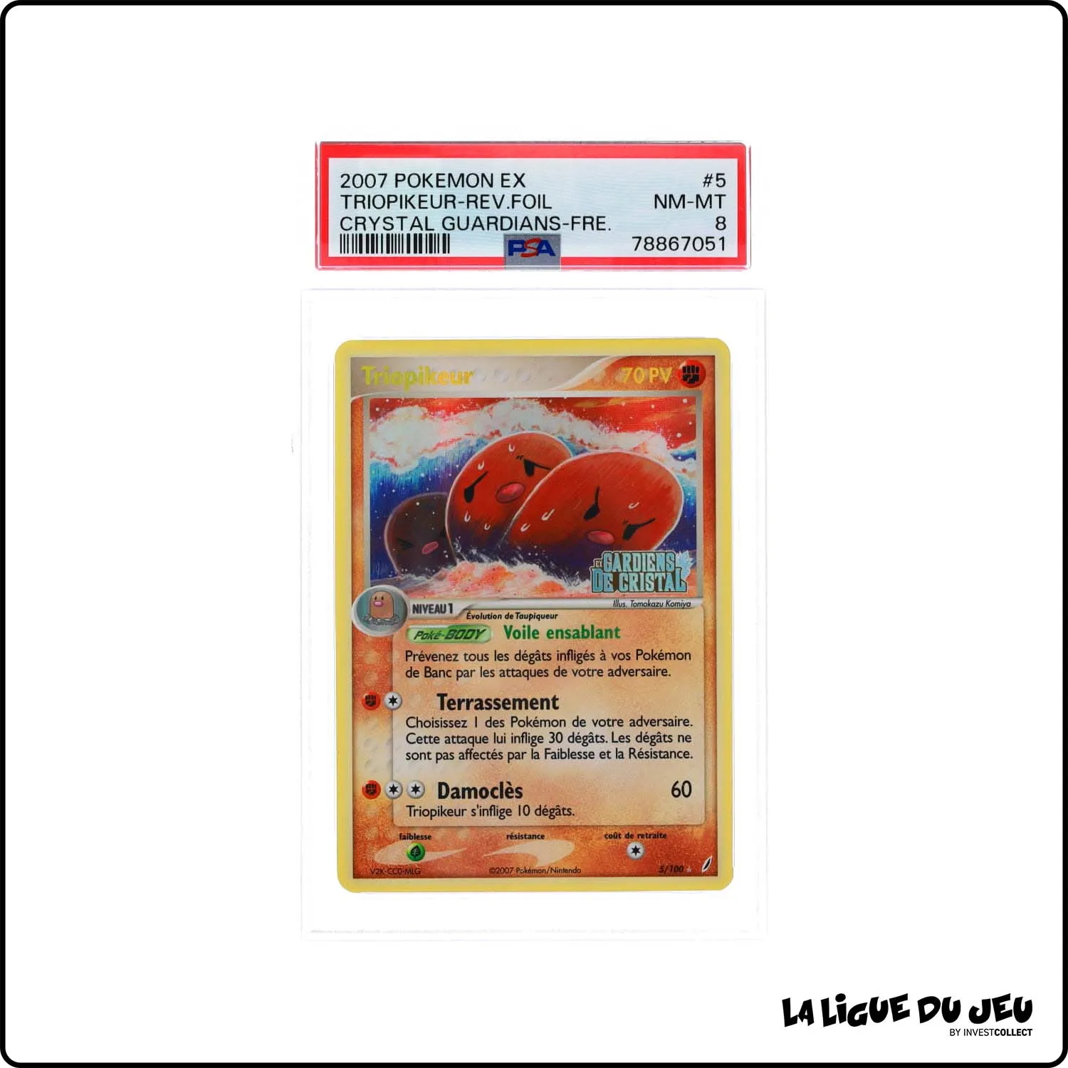 Holo - Pokemon - Gardiens de Cristal - Triopikeur 5/100 - Reverse Foil - PSA 8 - Français