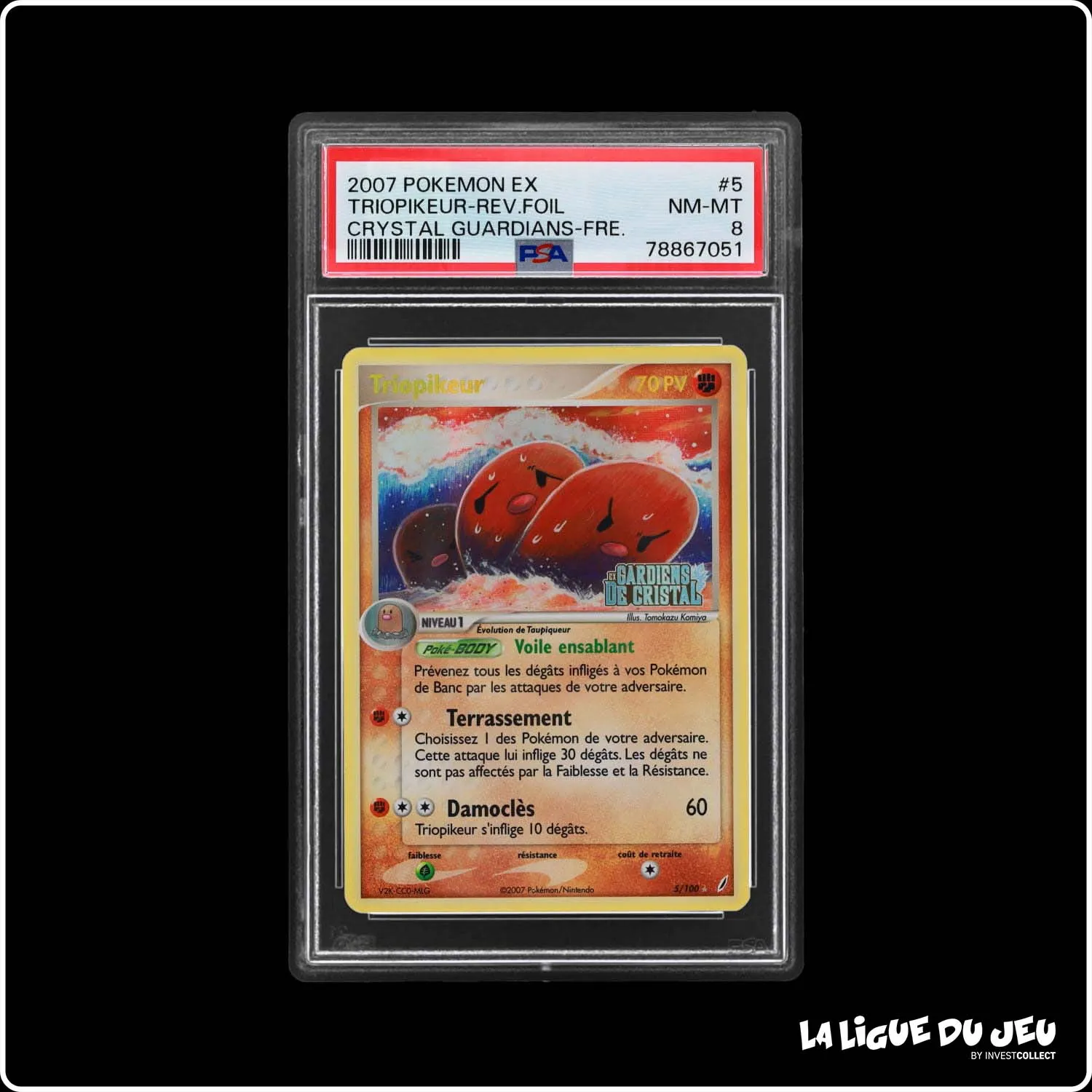 Holo - Pokemon - Gardiens de Cristal - Triopikeur 5/100 - Reverse Foil - PSA 8 - Français