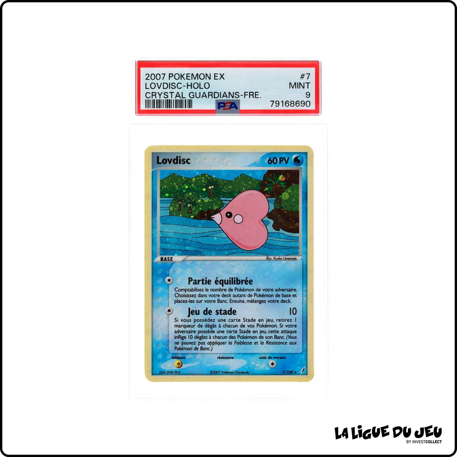 Holo - Pokemon - Gardiens de Cristal - Lovdisc 7/100 - PSA 9 - Français