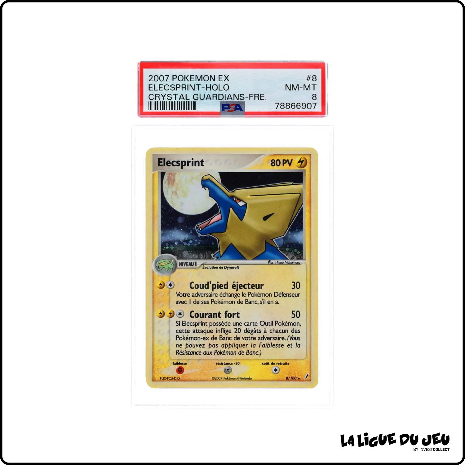 Holo - Pokemon - Gardiens de Cristal - Elecsprint 8/100 - PSA 8 - Français