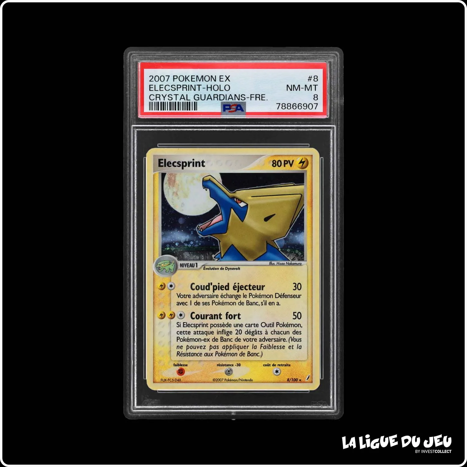 Holo - Pokemon - Gardiens de Cristal - Elecsprint 8/100 - PSA 8 - Français