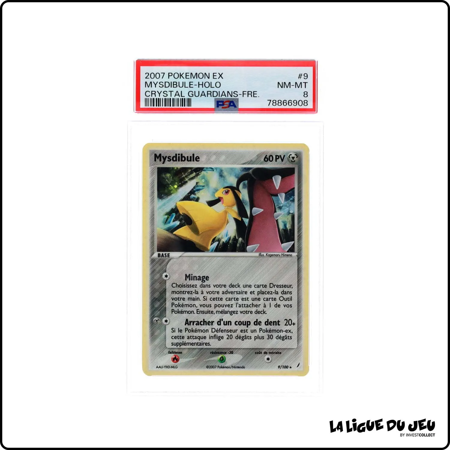 Holo - Pokemon - Gardiens de Cristal - Mysdibule 9/100 - PSA 8 - Français