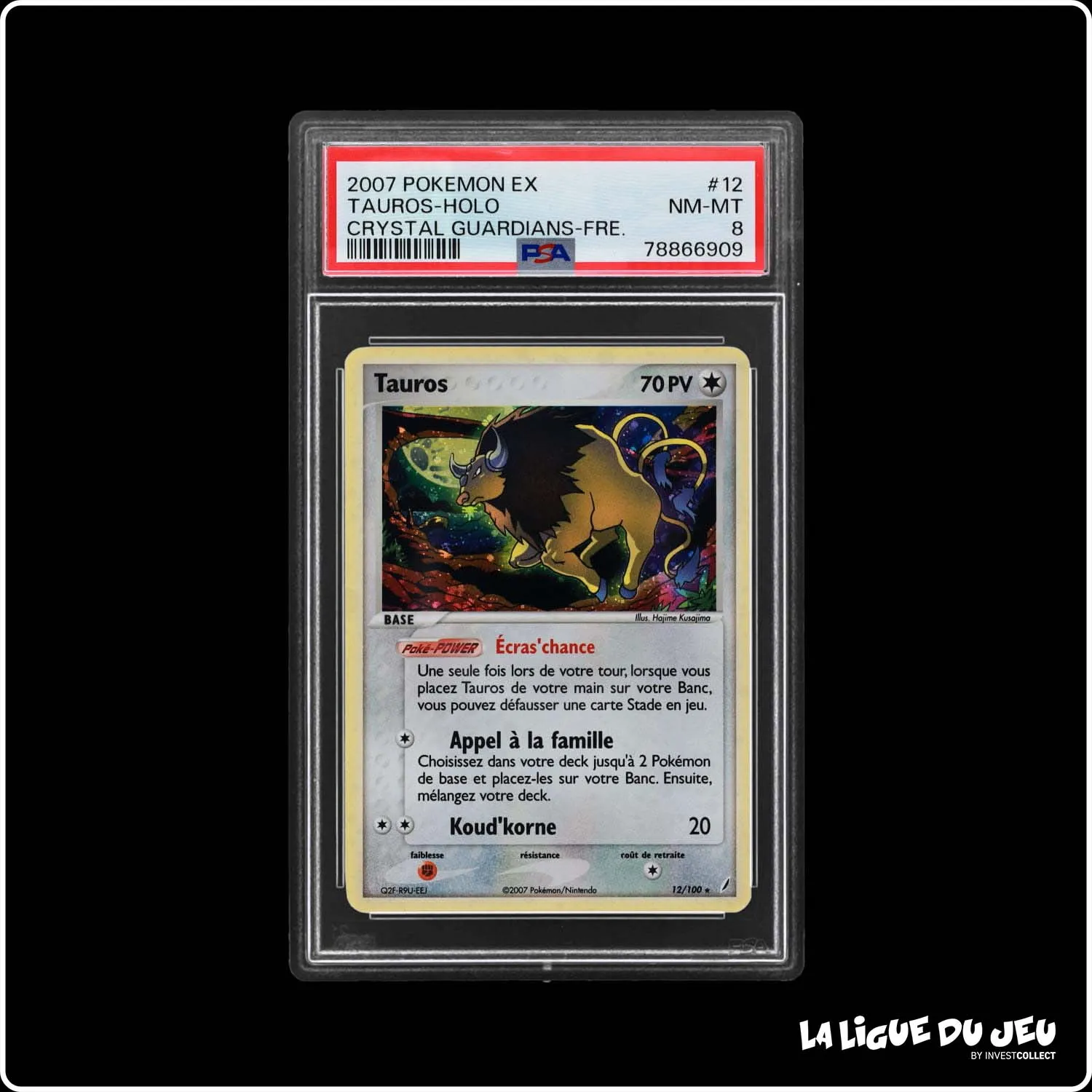 Holo - Pokemon - Gardiens de Cristal - Tauros 12/100 - PSA 8 - Français