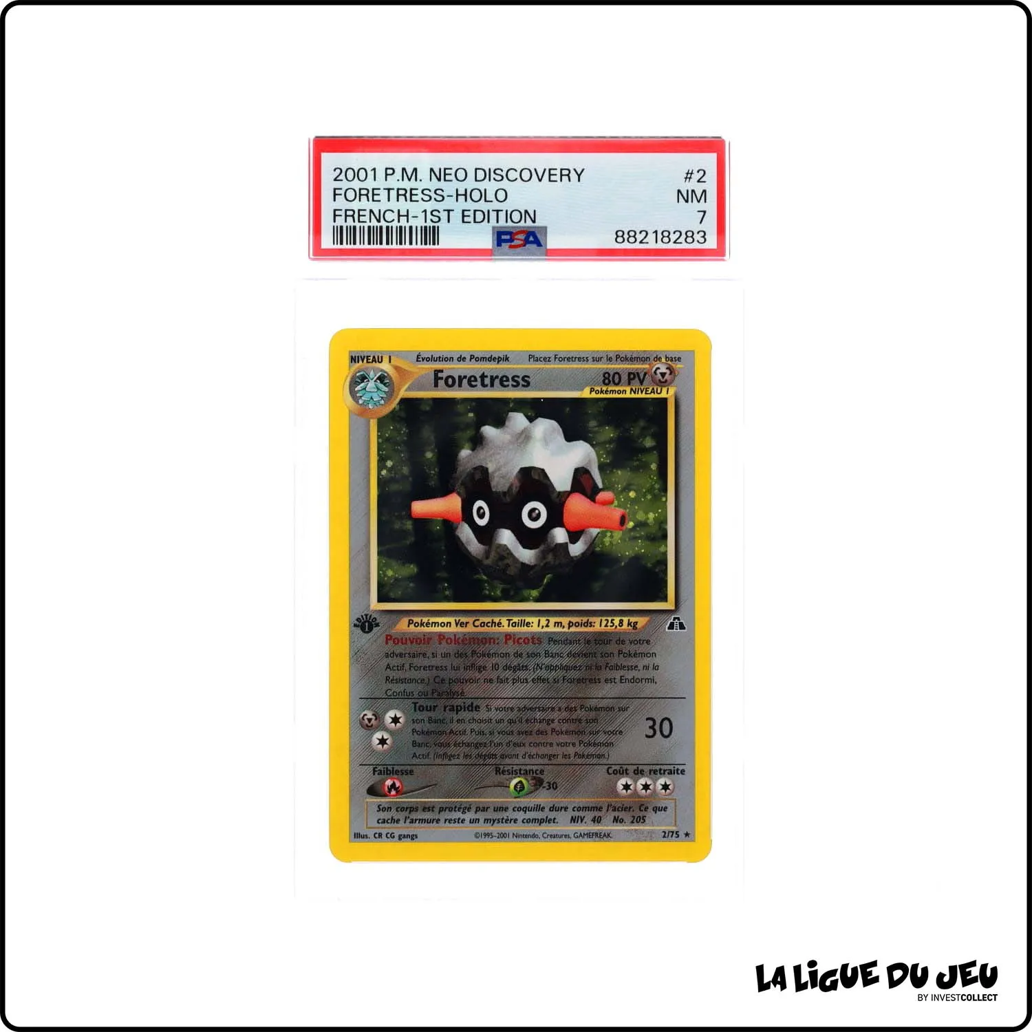 Holo - Pokemon - Neo Discovery - Foretress - 2/75 - 1er édition - PSA 7 - Français