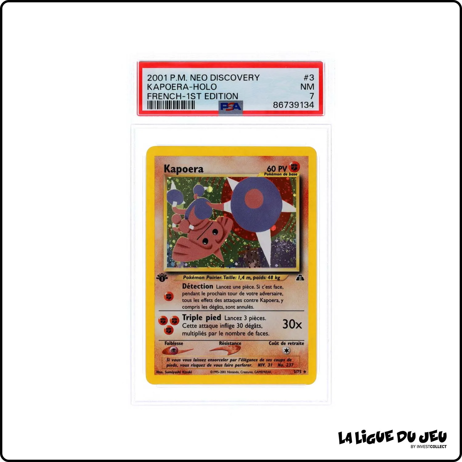 Holo - Pokemon - Neo Discovery - Kapoera - 3/75 - 1er édition - PSA 7 - Français