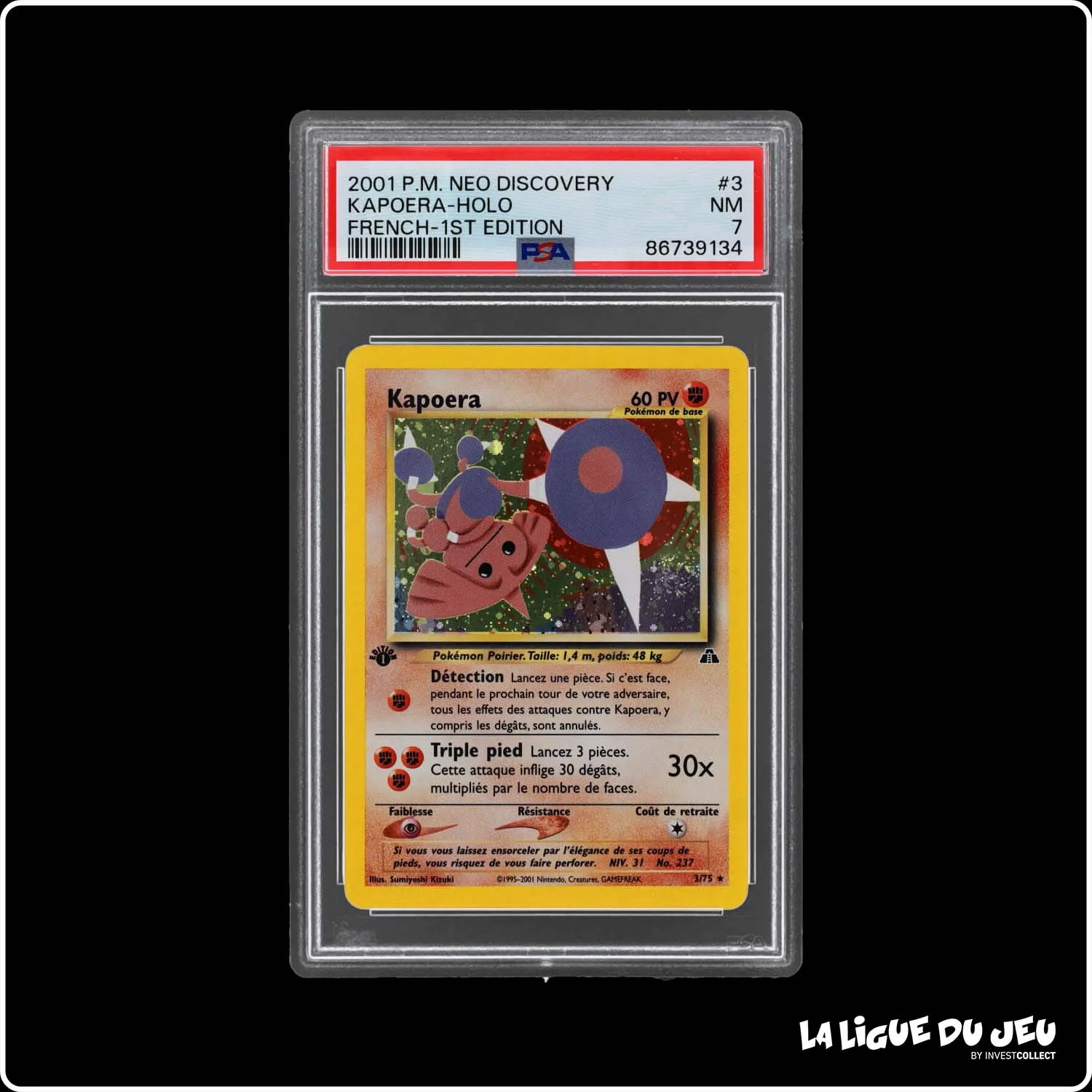 Holo - Pokemon - Neo Discovery - Kapoera - 3/75 - 1er édition - PSA 7 - Français