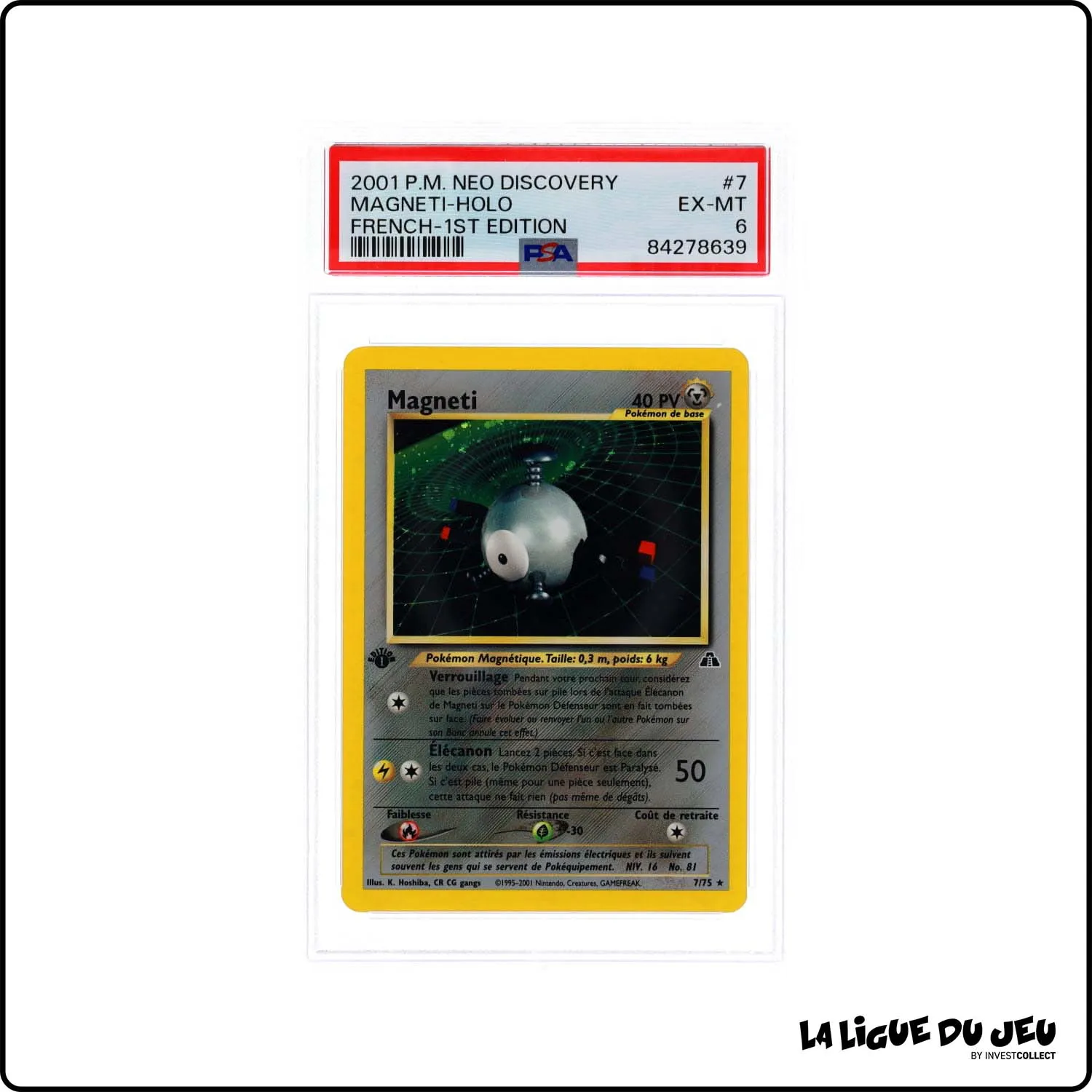 Holo - Pokemon - Neo Discovery - Magneti - 7/75 - 1er édition - PSA 6 - Français