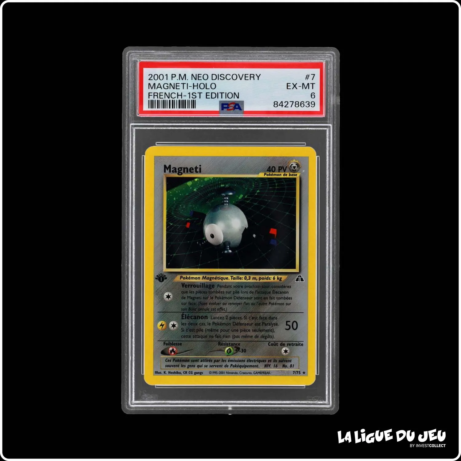 Holo - Pokemon - Neo Discovery - Magneti - 7/75 - 1er édition - PSA 6 - Français