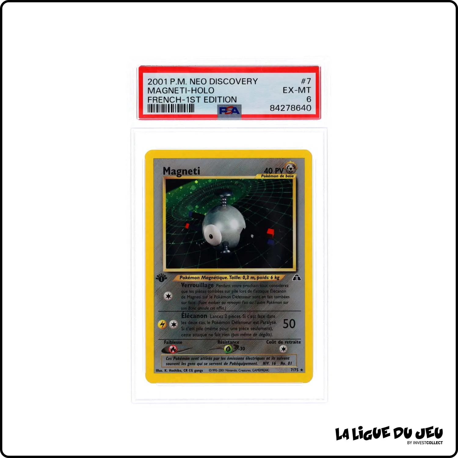 Holo - Pokemon - Neo Discovery - Magneti - 7/75 - 1er édition - PSA 6 - Français