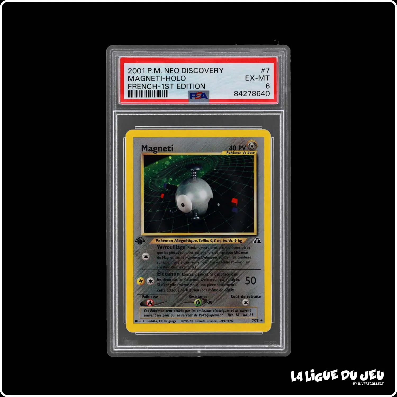 Holo - Pokemon - Neo Discovery - Magneti - 7/75 - 1er édition - PSA 6 - Français