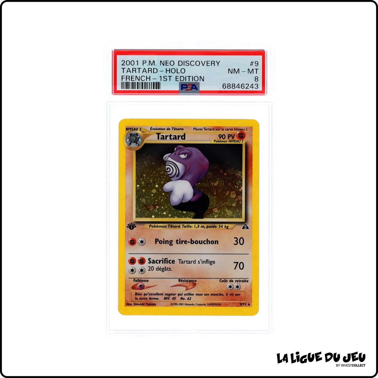 Holo - Pokemon - Neo Discovery - Tartard - 9/75 - 1er édition - PSA 8 - Français