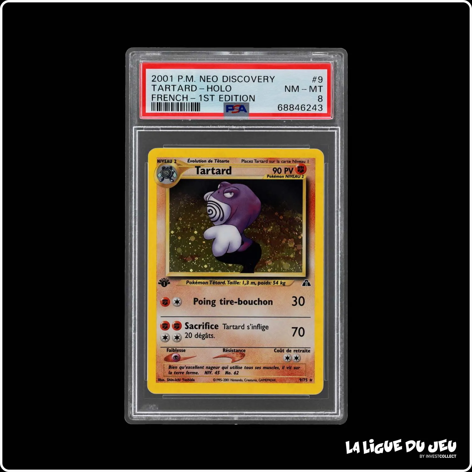 Holo - Pokemon - Neo Discovery - Tartard - 9/75 - 1er édition - PSA 8 - Français