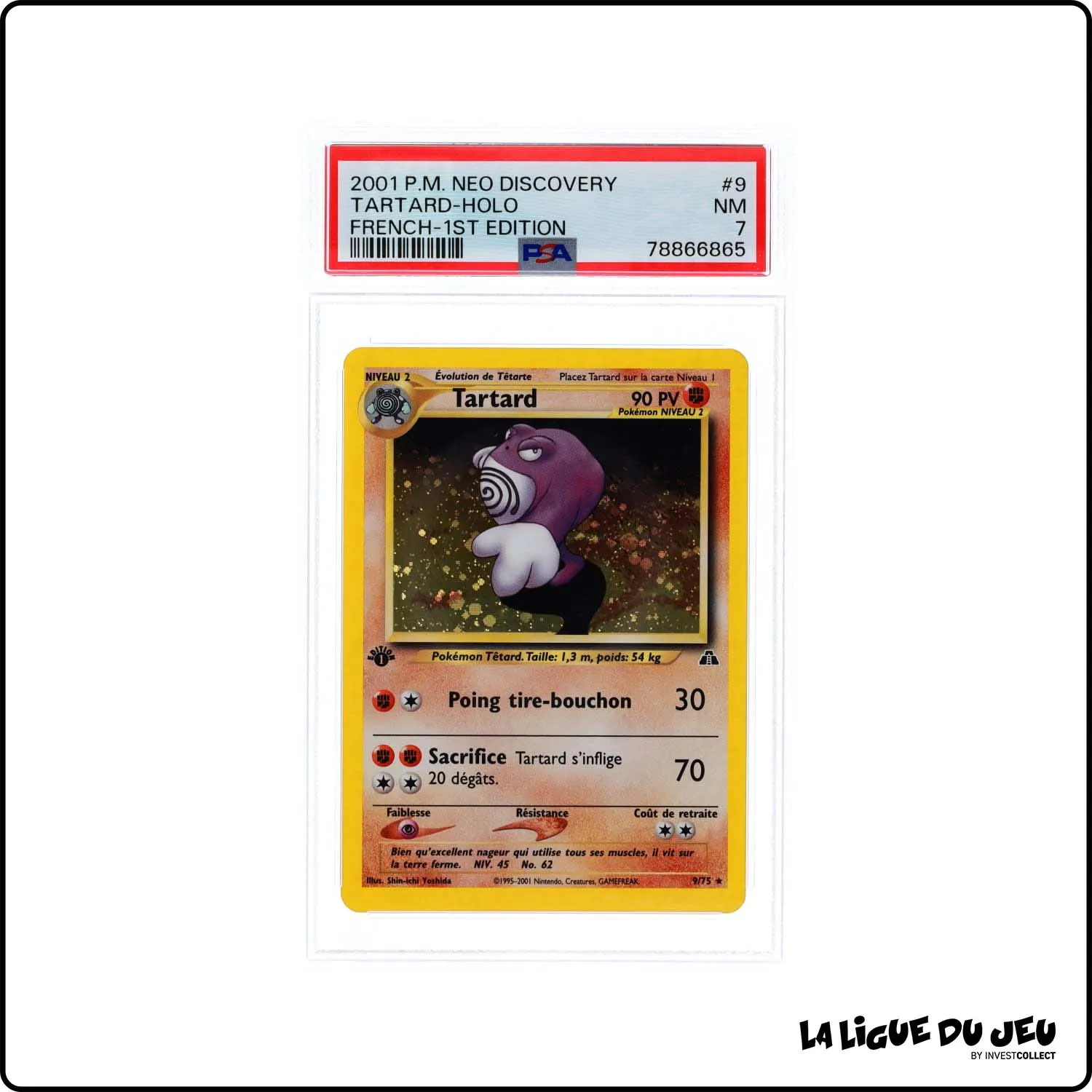 Holo - Pokemon - Neo Discovery - Tartard - 9/75 - 1er édition - PSA 7 - Français