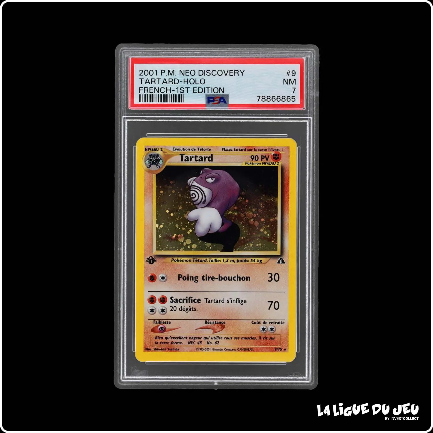 Holo - Pokemon - Neo Discovery - Tartard - 9/75 - 1er édition - PSA 7 - Français