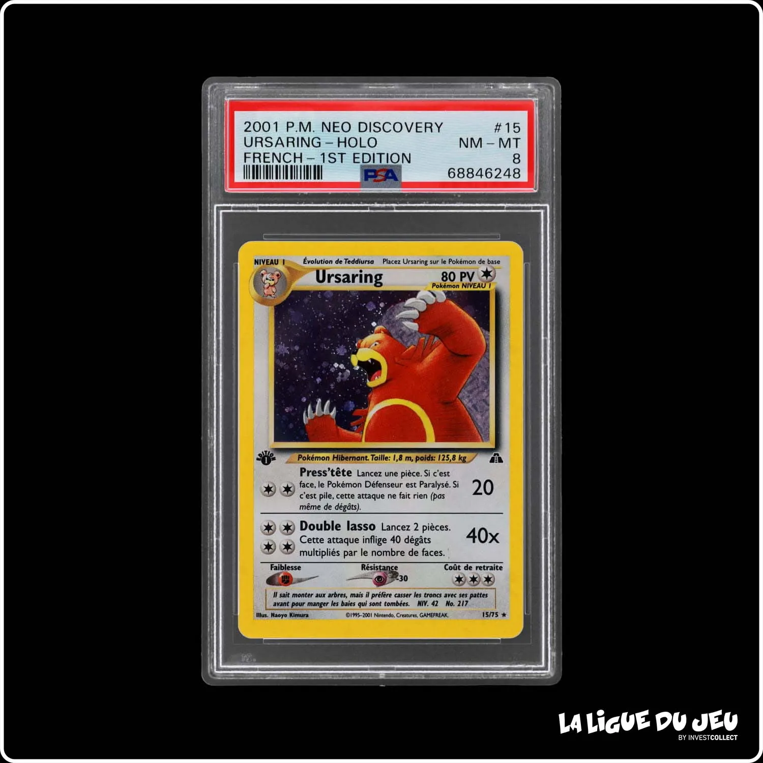 Holo - Pokemon - Neo Discovery - Ursaring - 15/75 - 1er édition - PSA 8 - Français