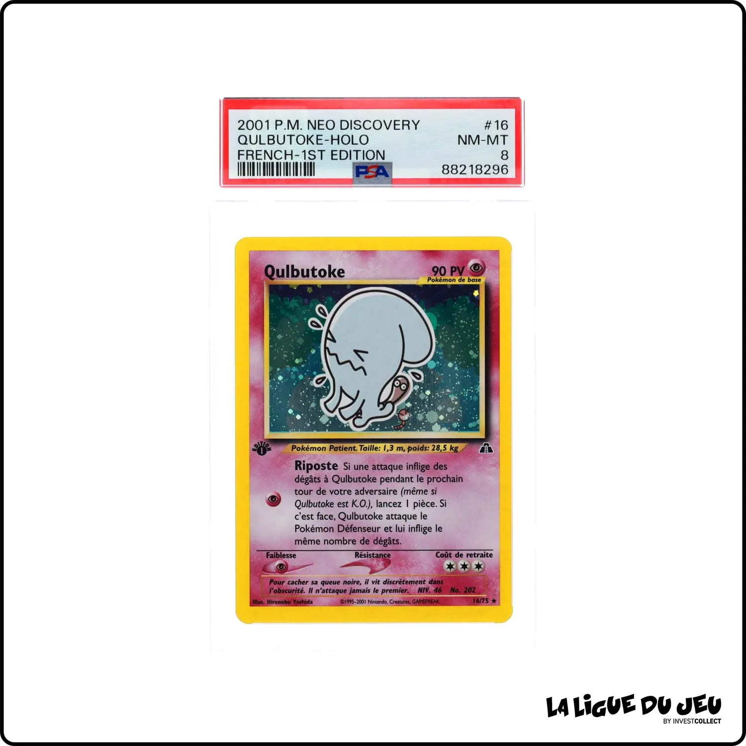 Holo - Pokemon - Neo Discovery - Qulbutoke - 16/75 - 1er édition - PSA 8 - Français