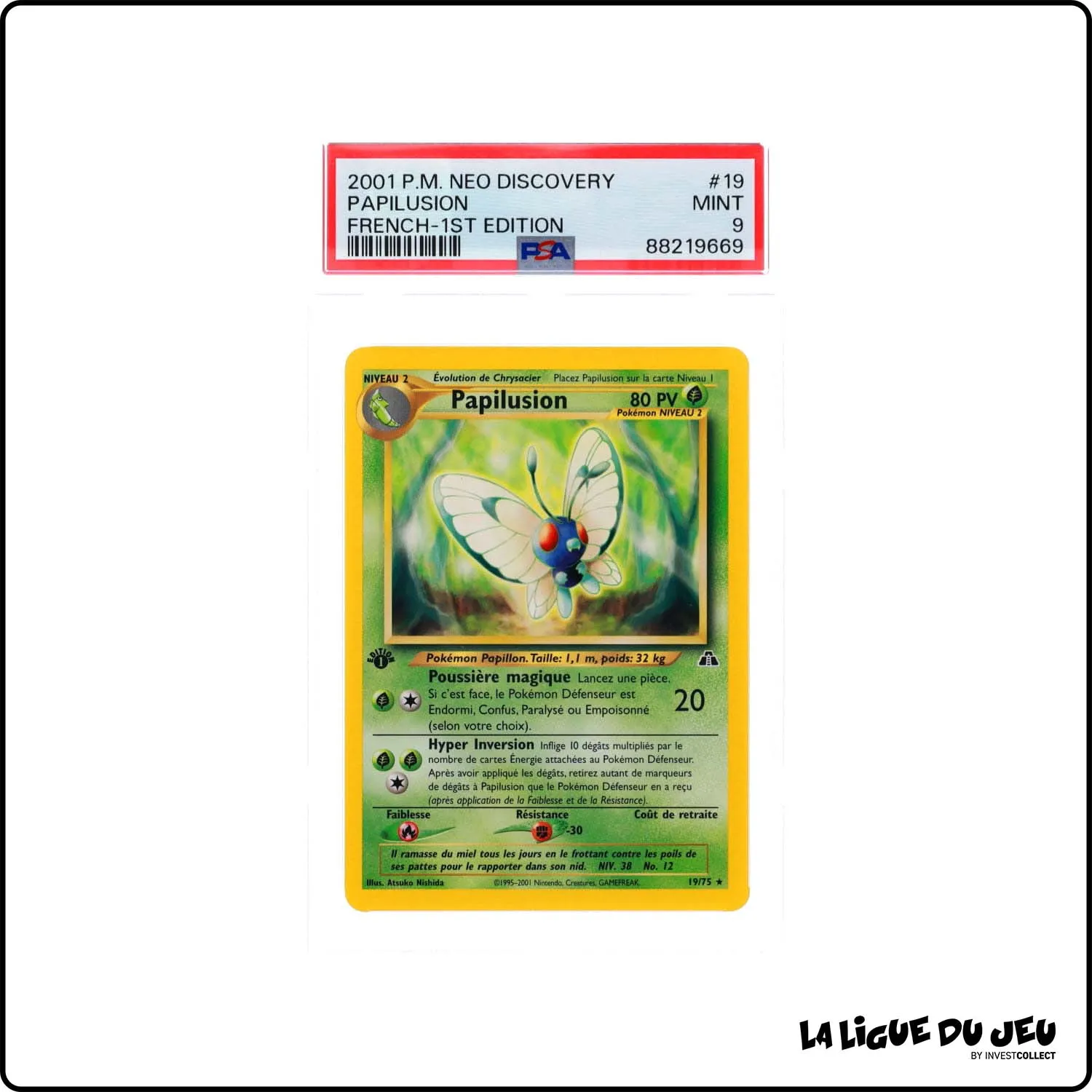 Rare - Pokemon - Neo Discovery - Papilusion - 19/75 - 1er édition - PSA 9 - Français