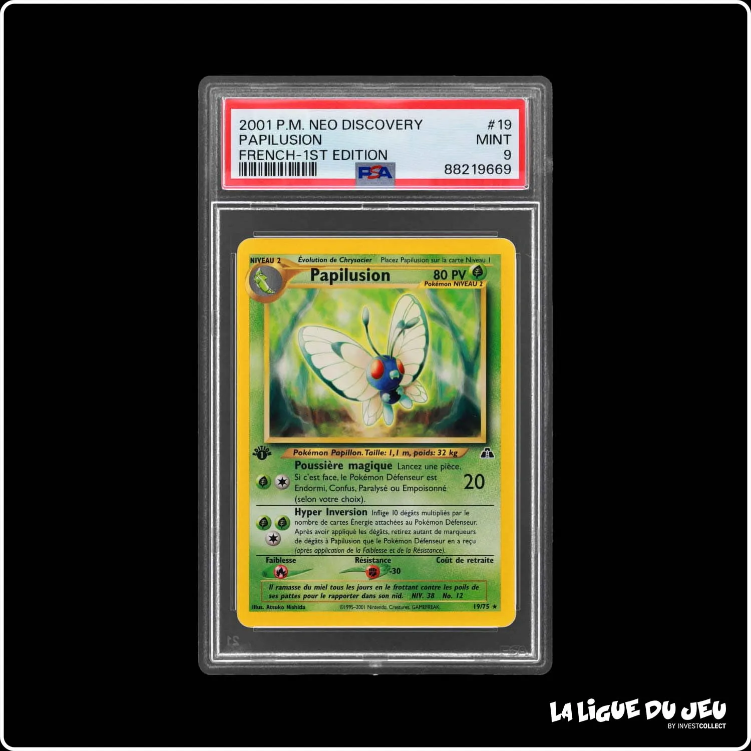 Rare - Pokemon - Neo Discovery - Papilusion - 19/75 - 1er édition - PSA 9 - Français