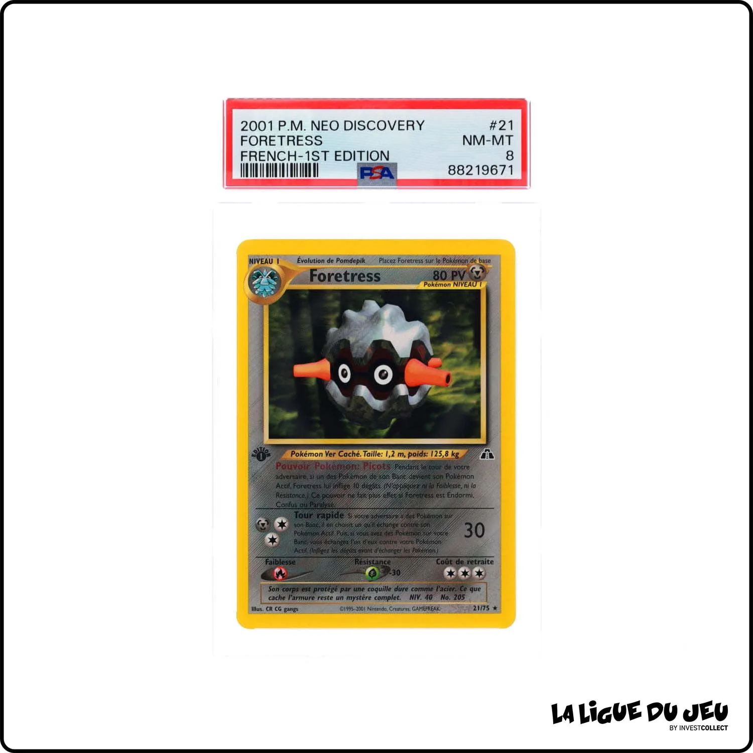 Rare - Pokemon - Neo Discovery - Foretress - 21/75 - 1er édition - PSA 8 - Français