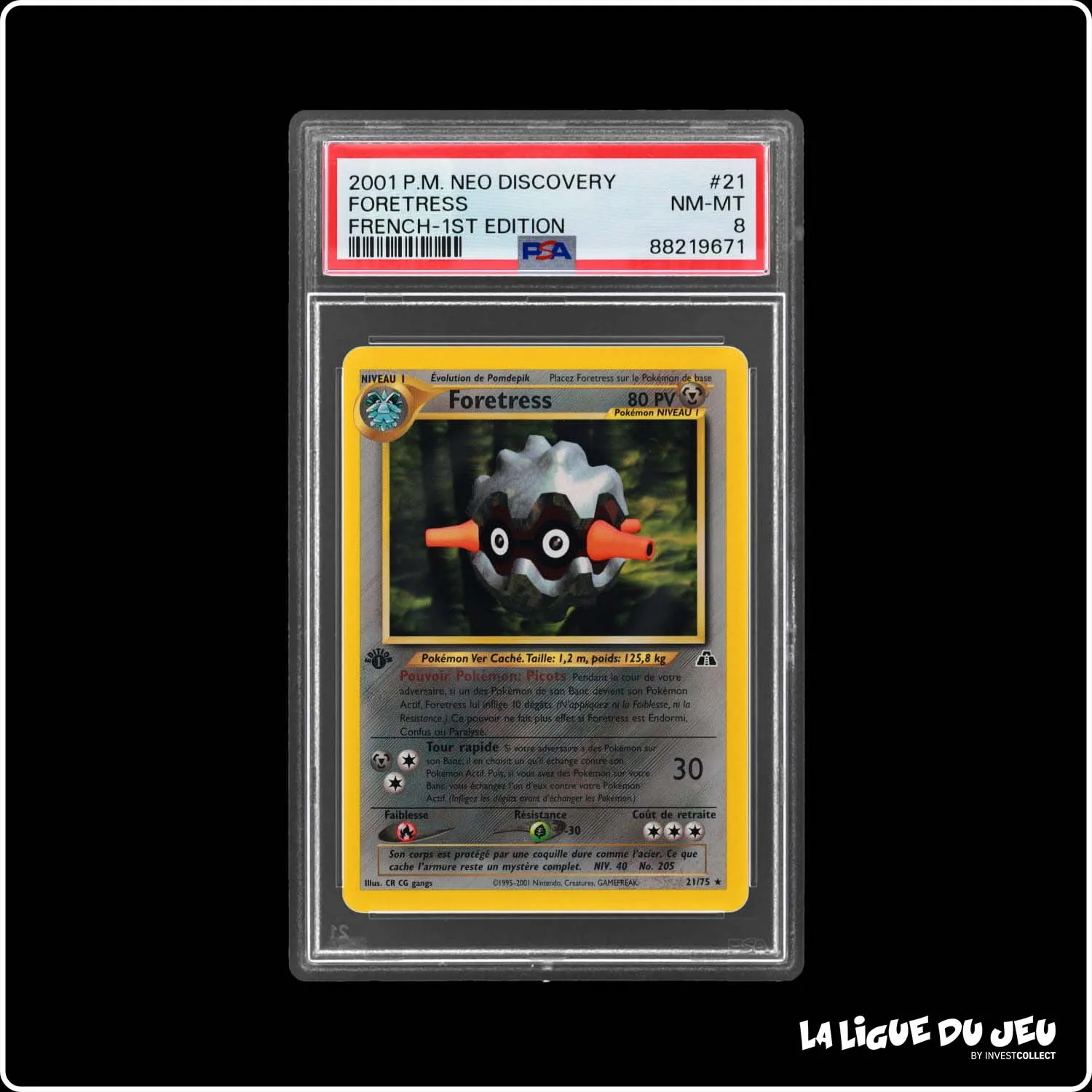 Rare - Pokemon - Neo Discovery - Foretress - 21/75 - 1er édition - PSA 8 - Français