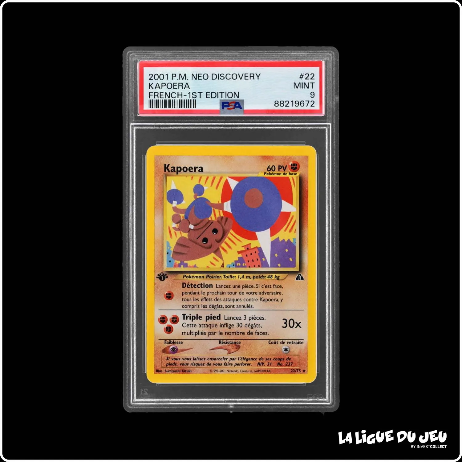 Rare - Pokemon - Neo Discovery - Kapoera - 22/75 - 1er édition - PSA 9 - Français