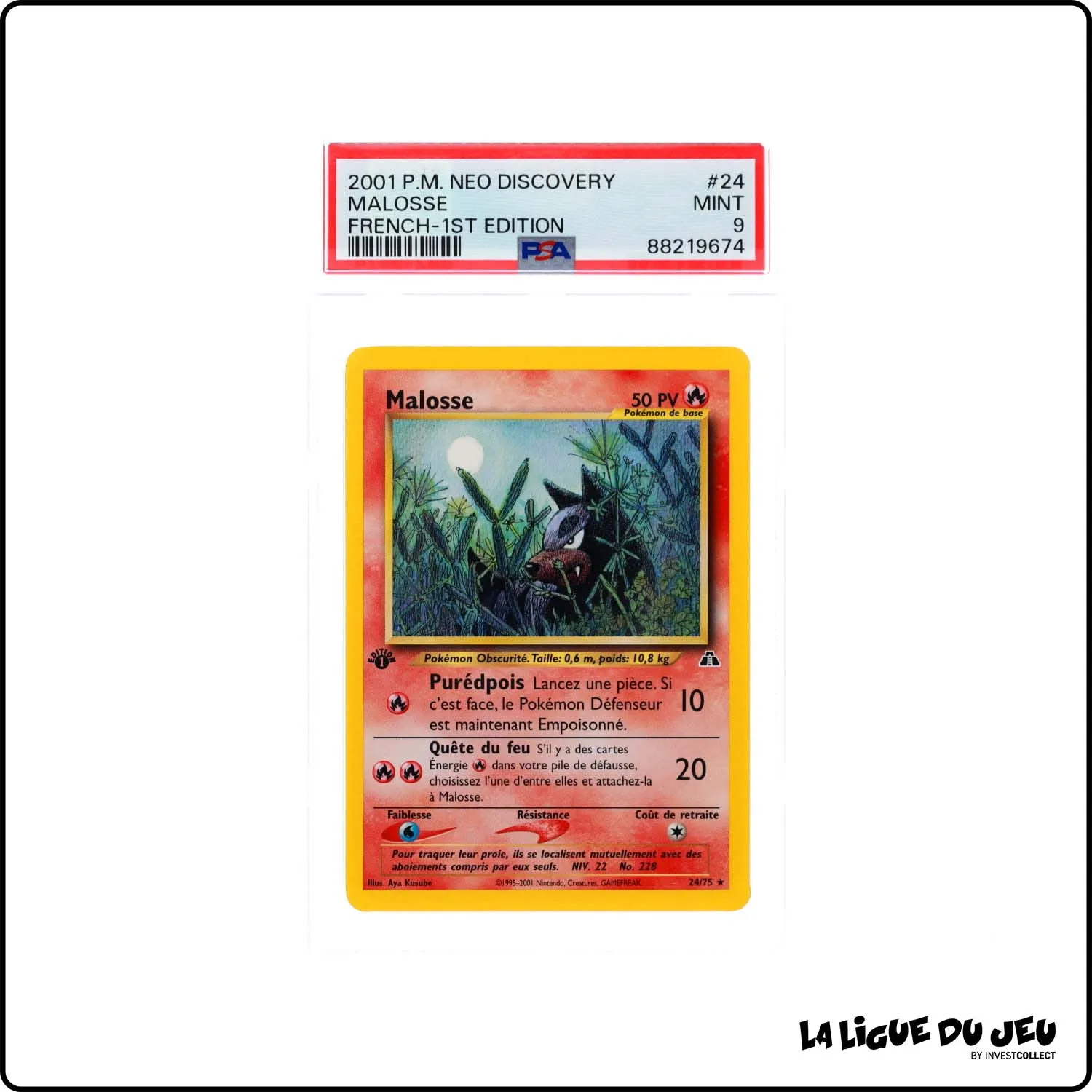 Rare - Pokemon - Neo Discovery - Malosse - 24/75 - 1er édition - PSA 9 - Français