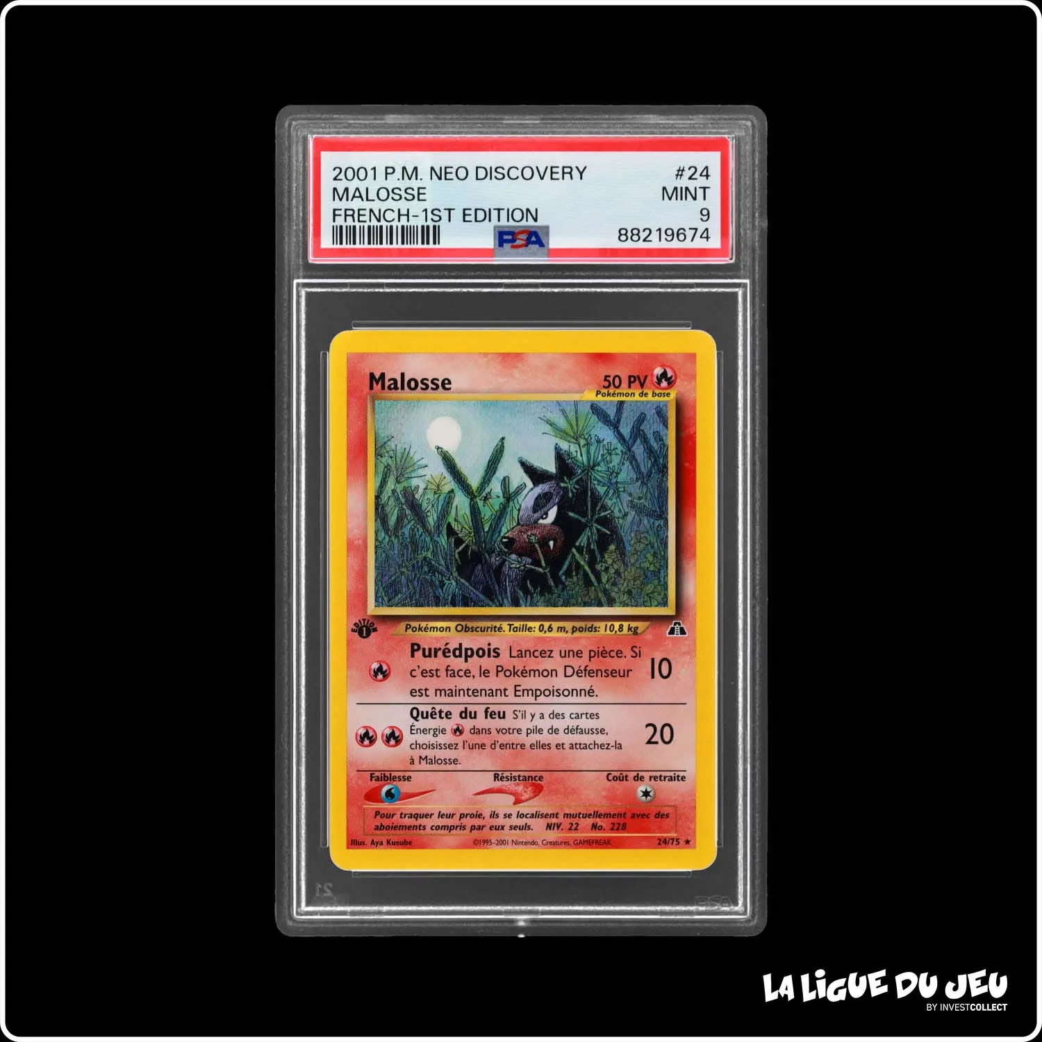 Rare - Pokemon - Neo Discovery - Malosse - 24/75 - 1er édition - PSA 9 - Français