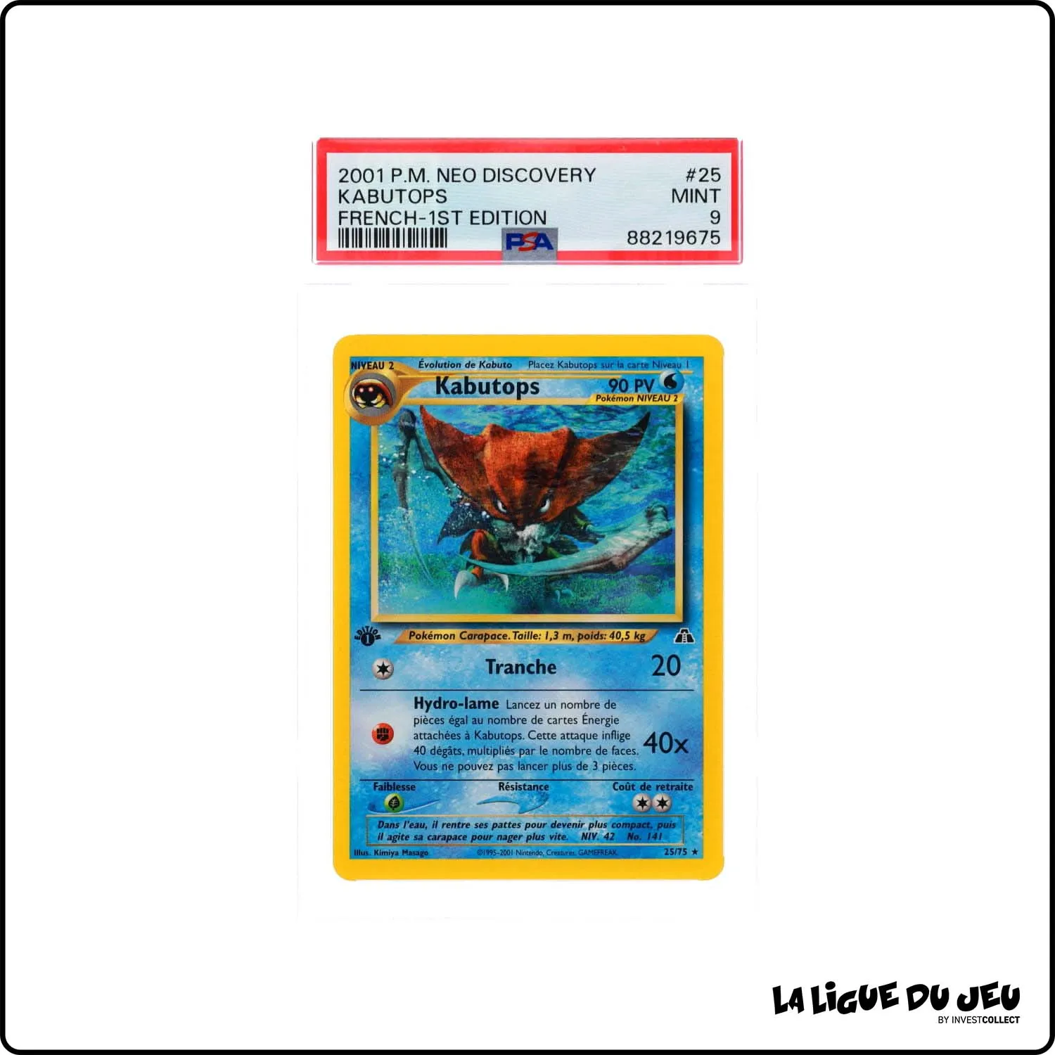 Rare - Pokemon - Neo Discovery - Kabutops - 25/75 - 1er édition - PSA 9 - Français