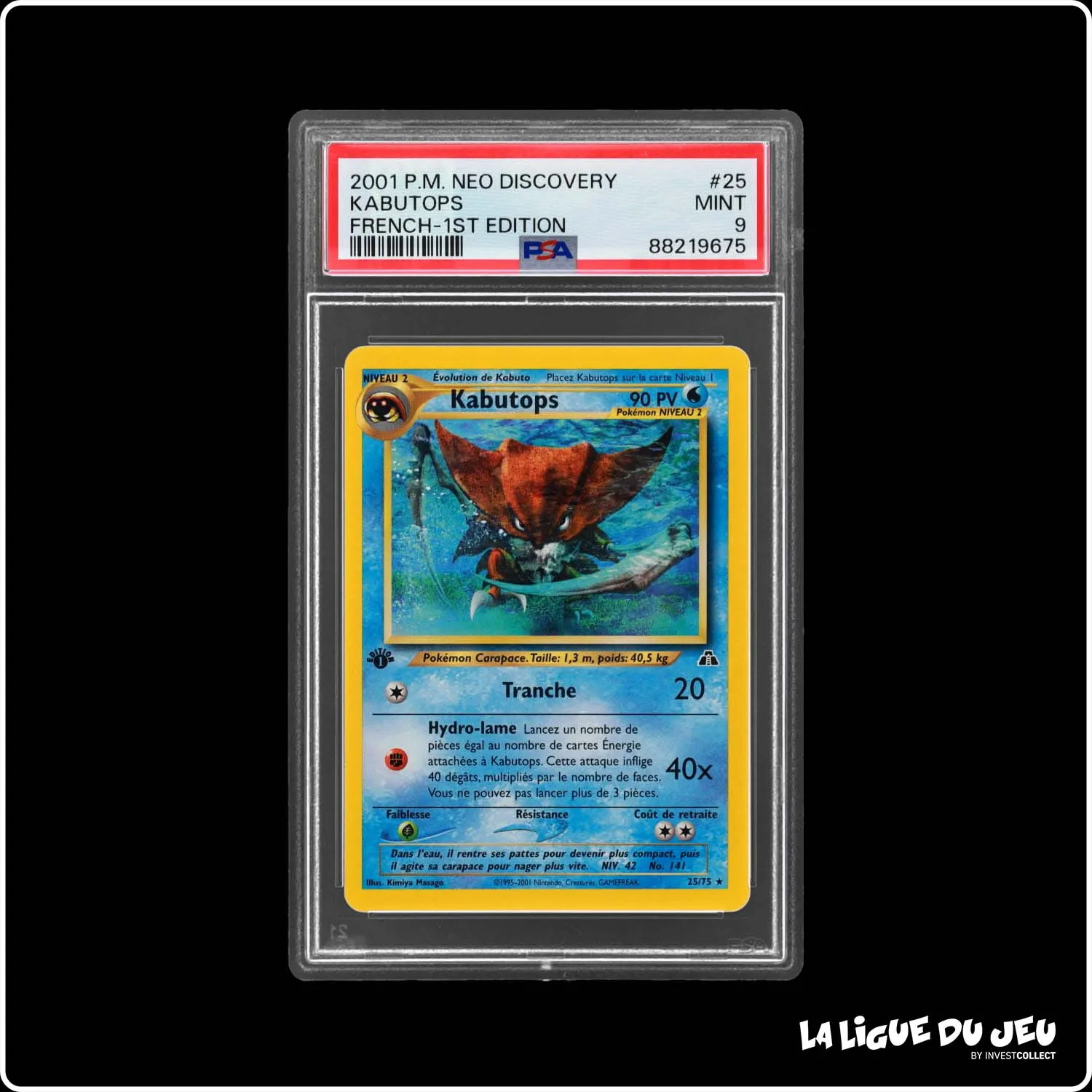 Rare - Pokemon - Neo Discovery - Kabutops - 25/75 - 1er édition - PSA 9 - Français