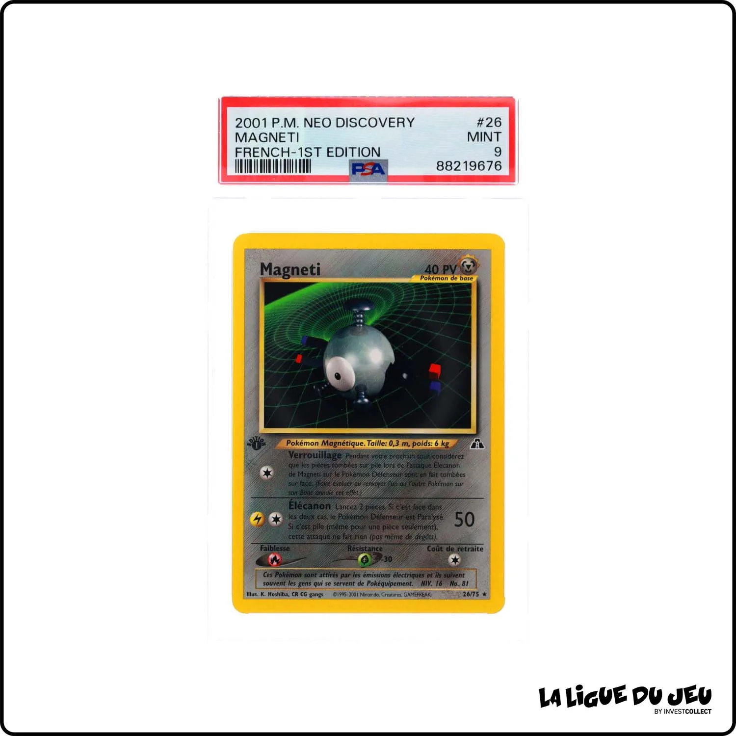 Rare - Pokemon - Neo Discovery - Magneti - 26/75 - 1er édition - PSA 9 - Français