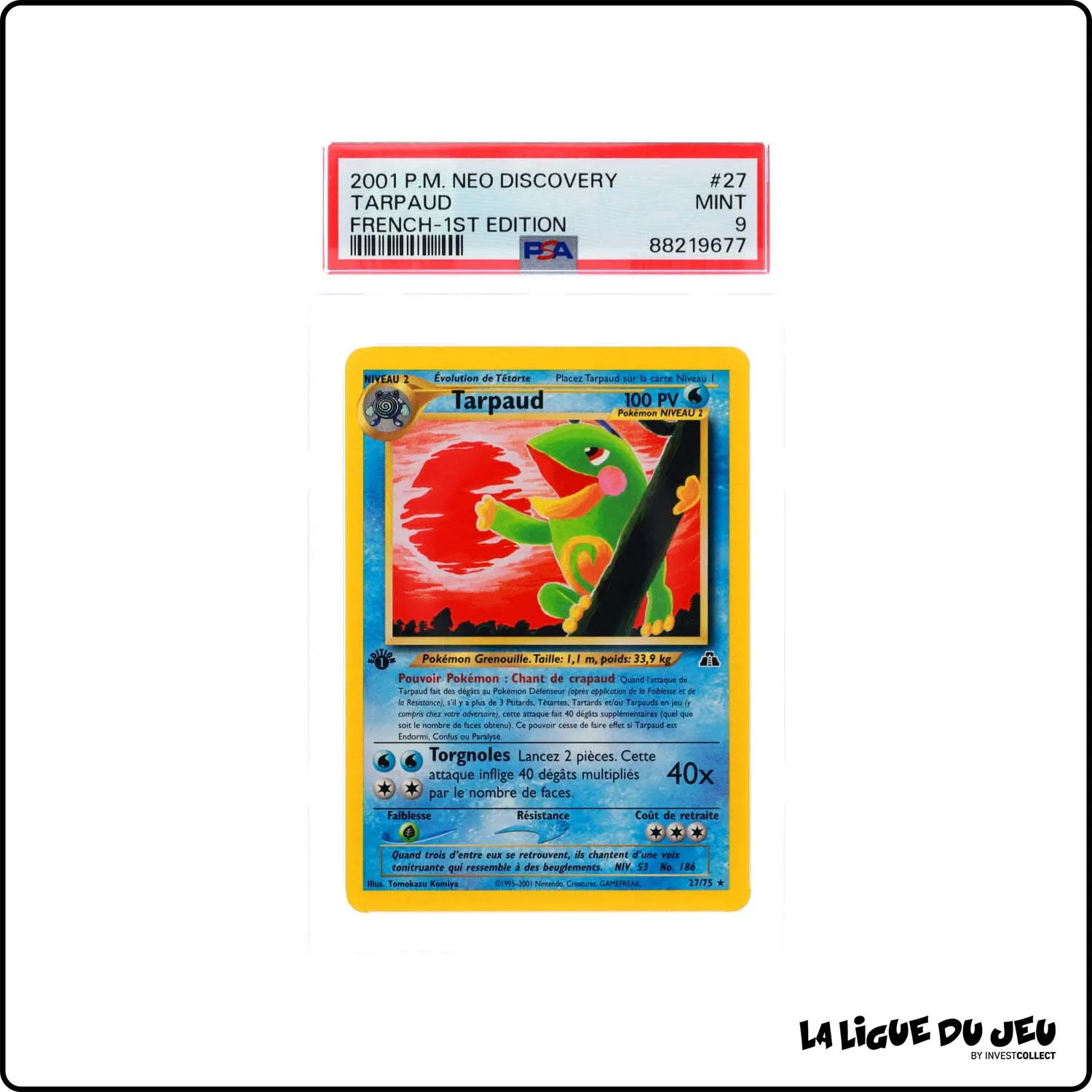 Rare - Pokemon - Neo Discovery - Tarpaud - 27/75 - 1er édition - PSA 9 - Français