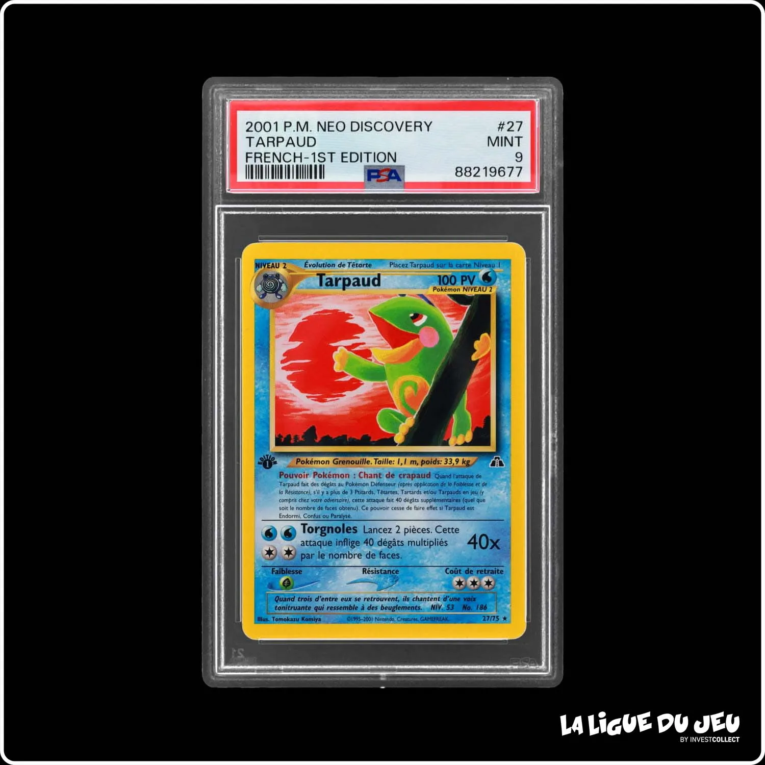 Rare - Pokemon - Neo Discovery - Tarpaud - 27/75 - 1er édition - PSA 9 - Français