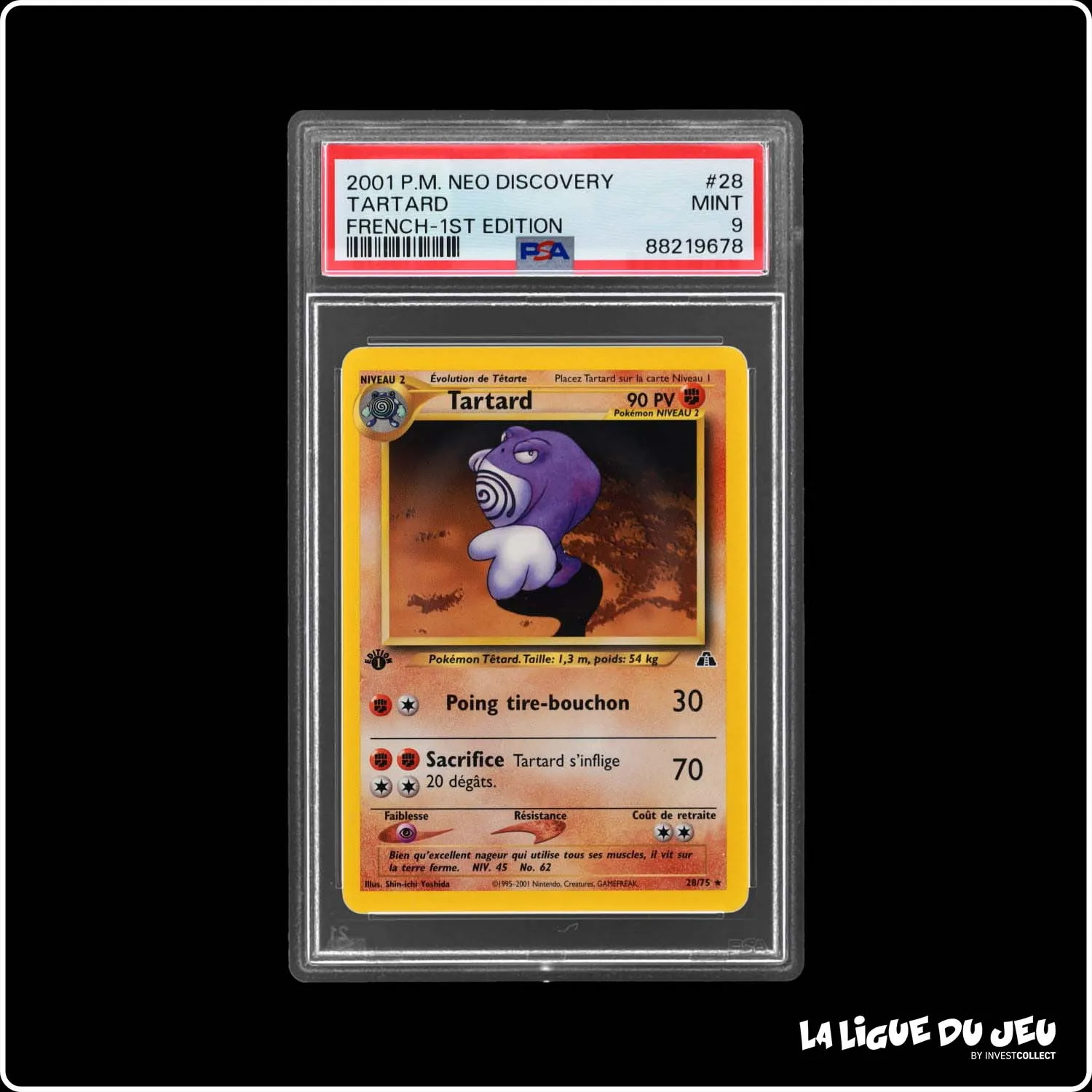 Rare - Pokemon - Neo Discovery - Tartard - 28/75 - 1er édition - PSA 9 - Français