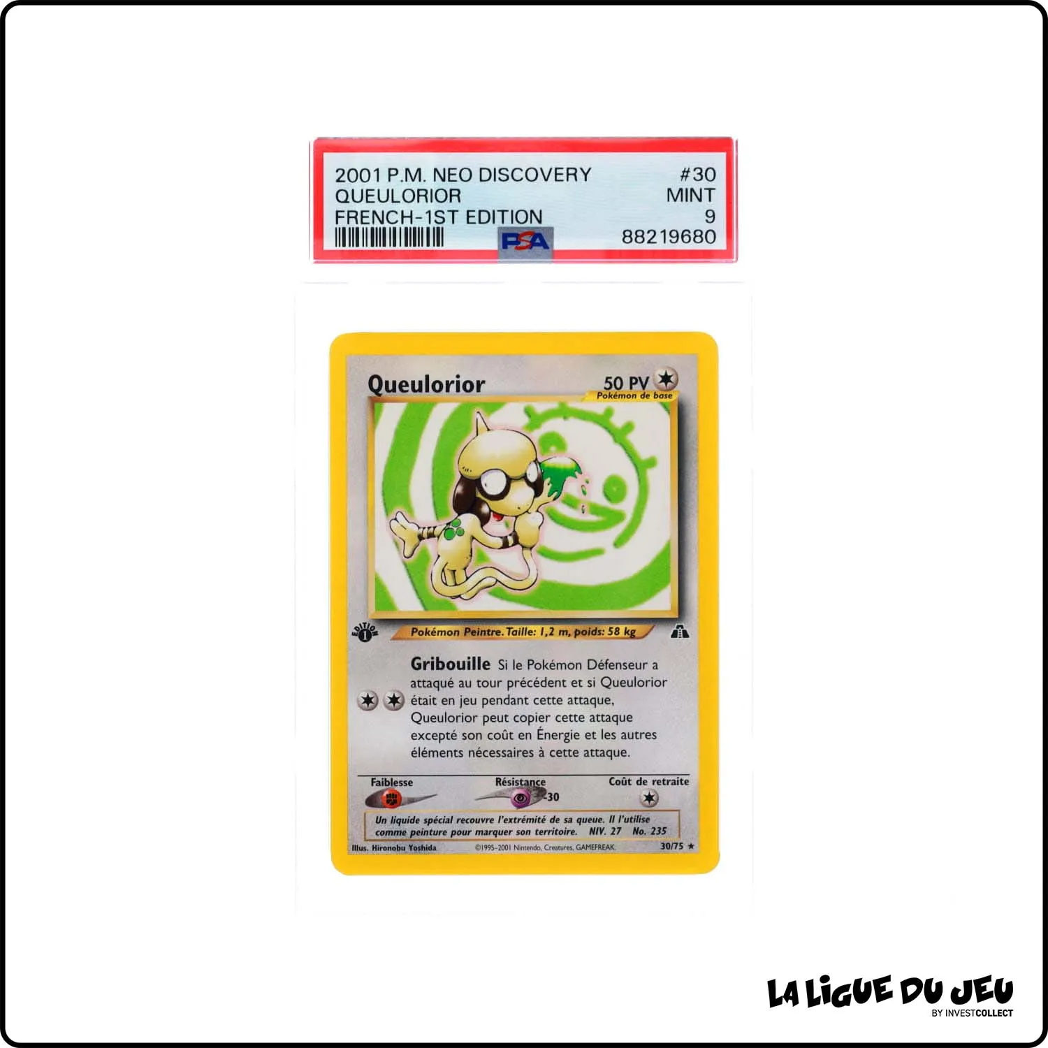 Rare - Pokemon - Neo Discovery - Queulorior - 30/75 - 1er édition - PSA 9 - Français