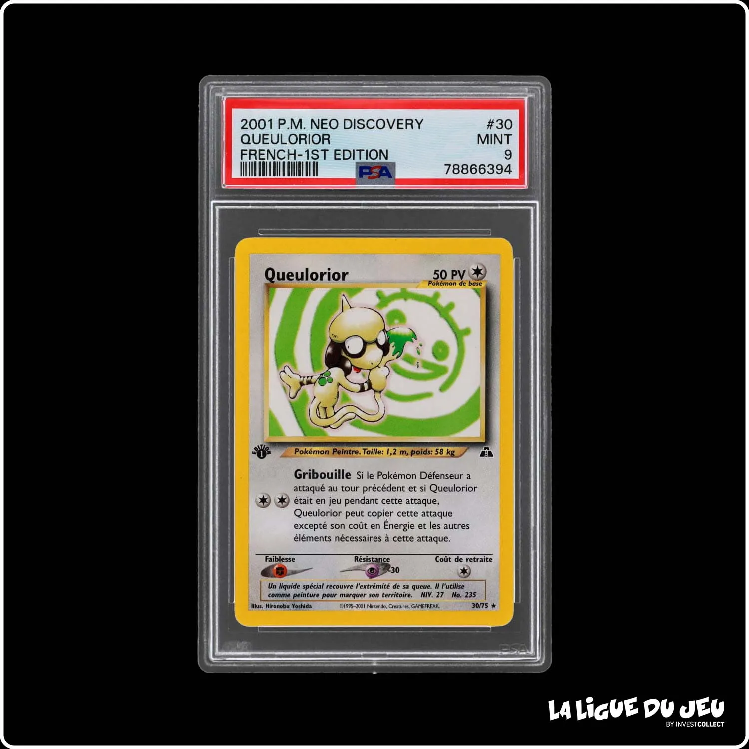 Rare - Pokemon - Neo Discovery - Queulorior - 30/75 - 1er édition - PSA 9 - Français