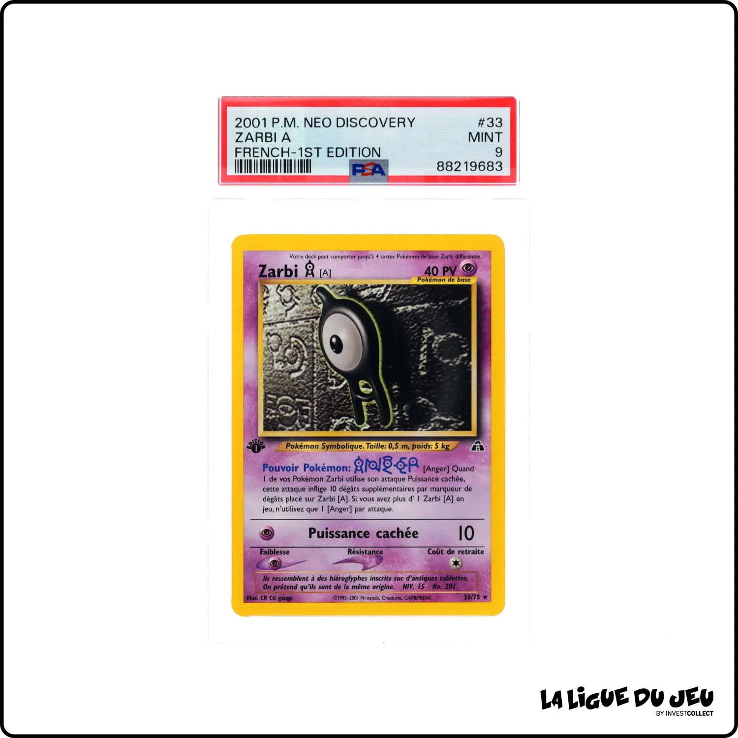 Rare - Pokemon - Neo Discovery - Zarbi A - 33/75 - 1er édition - PSA 9 - Français