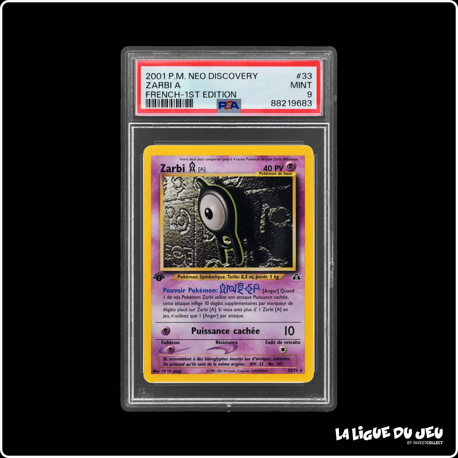 Rare - Pokemon - Neo Discovery - Zarbi A - 33/75 - 1er édition - PSA 9 - Français