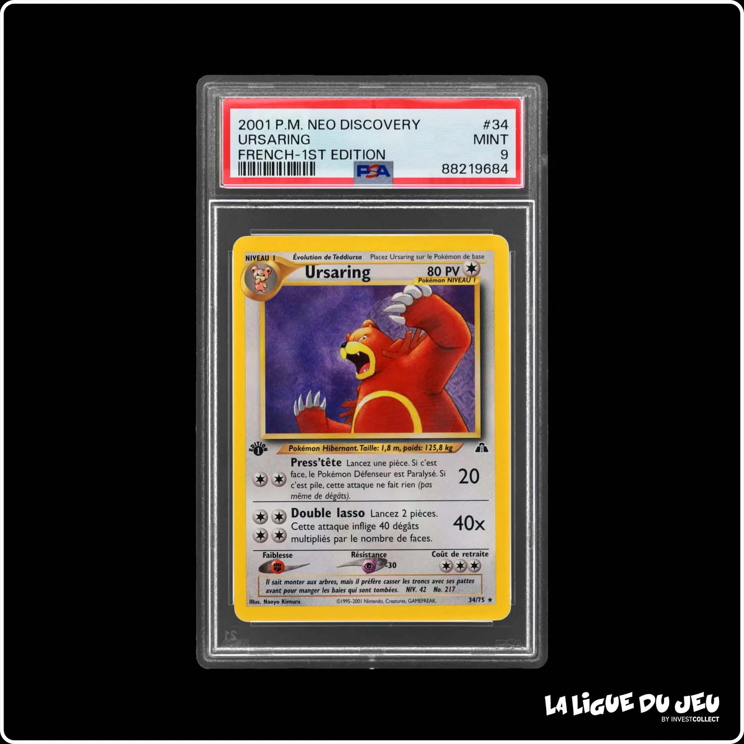 Rare - Pokemon - Neo Discovery - Ursaring - 34/75 - 1er édition - PSA 9 - Français