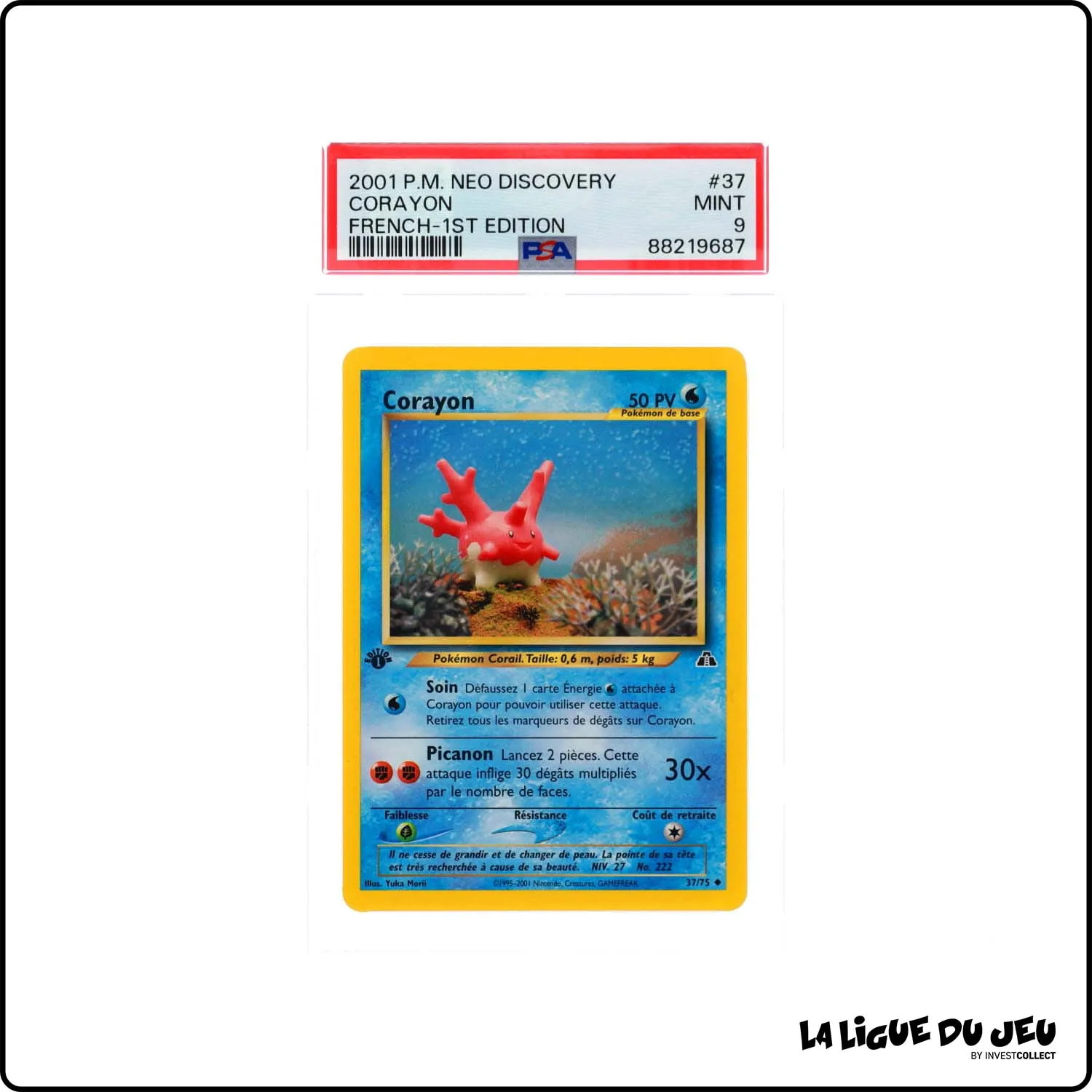 Peu Commune - Pokemon - Neo Discovery - Corayon - 37/75 - 1er édition - PSA 9 - Français