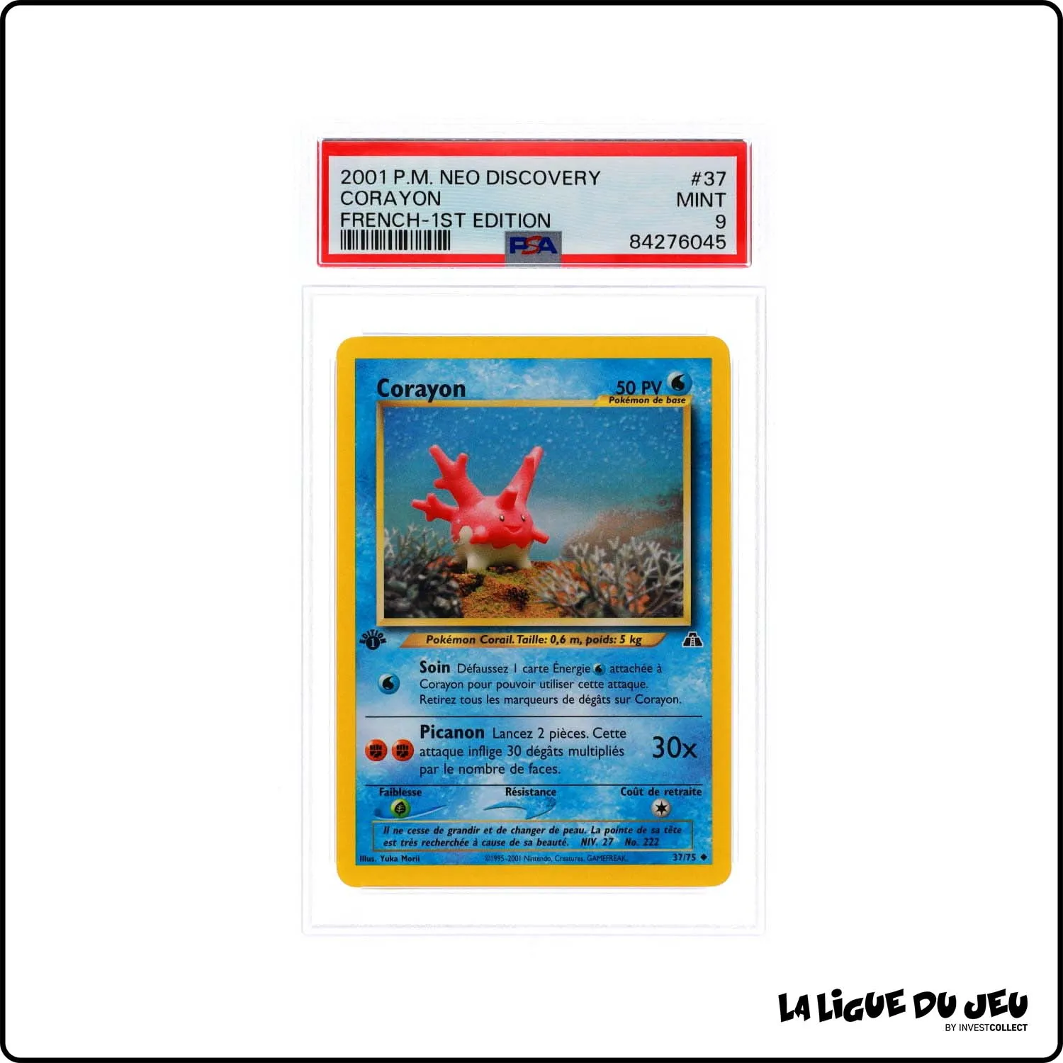 Peu Commune - Pokemon - Neo Discovery - Corayon - 37/75 - 1er édition - PSA 9 - Français