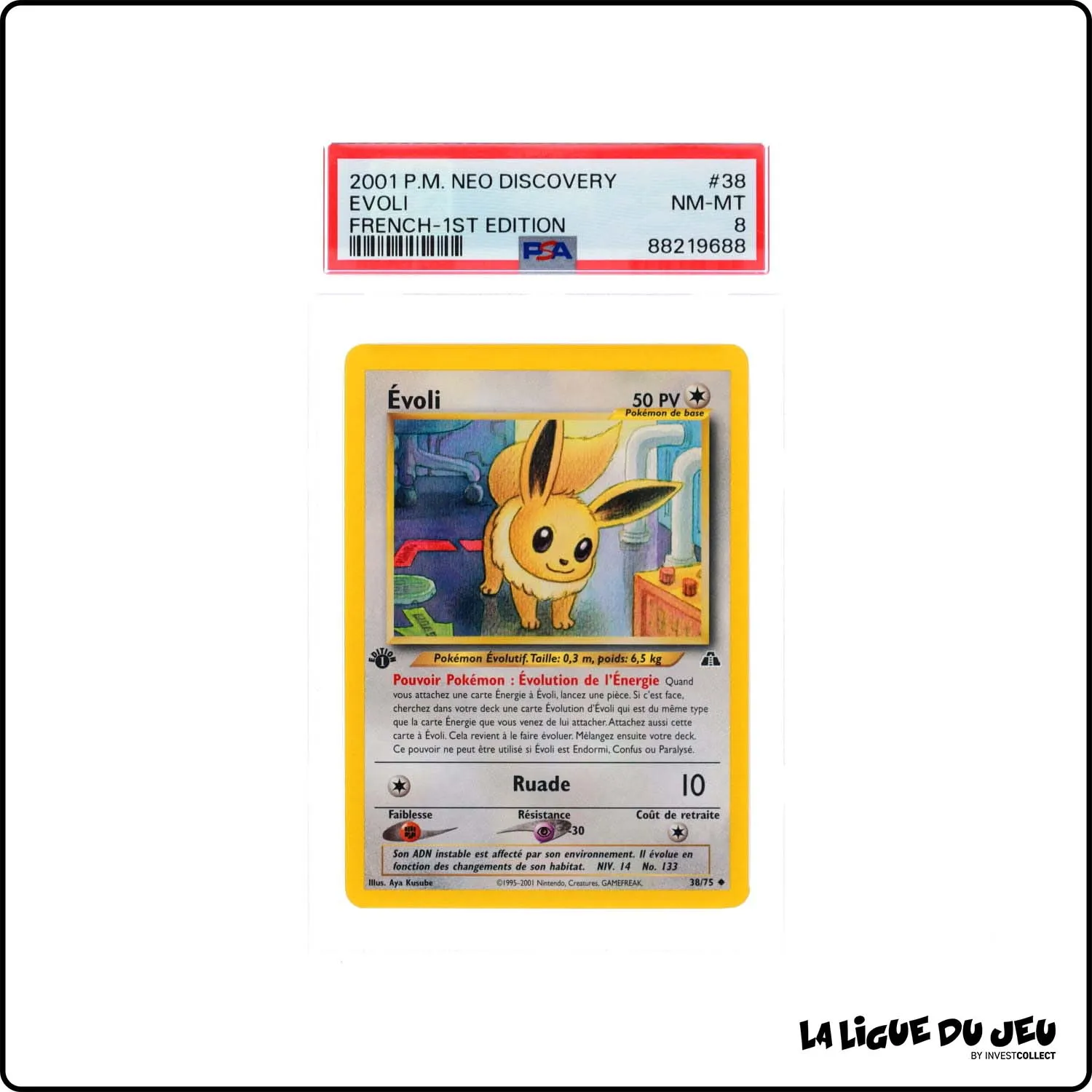 Peu Commune - Pokemon - Neo Discovery - Évoli - 38/75 - 1er édition - PSA 8 - Français