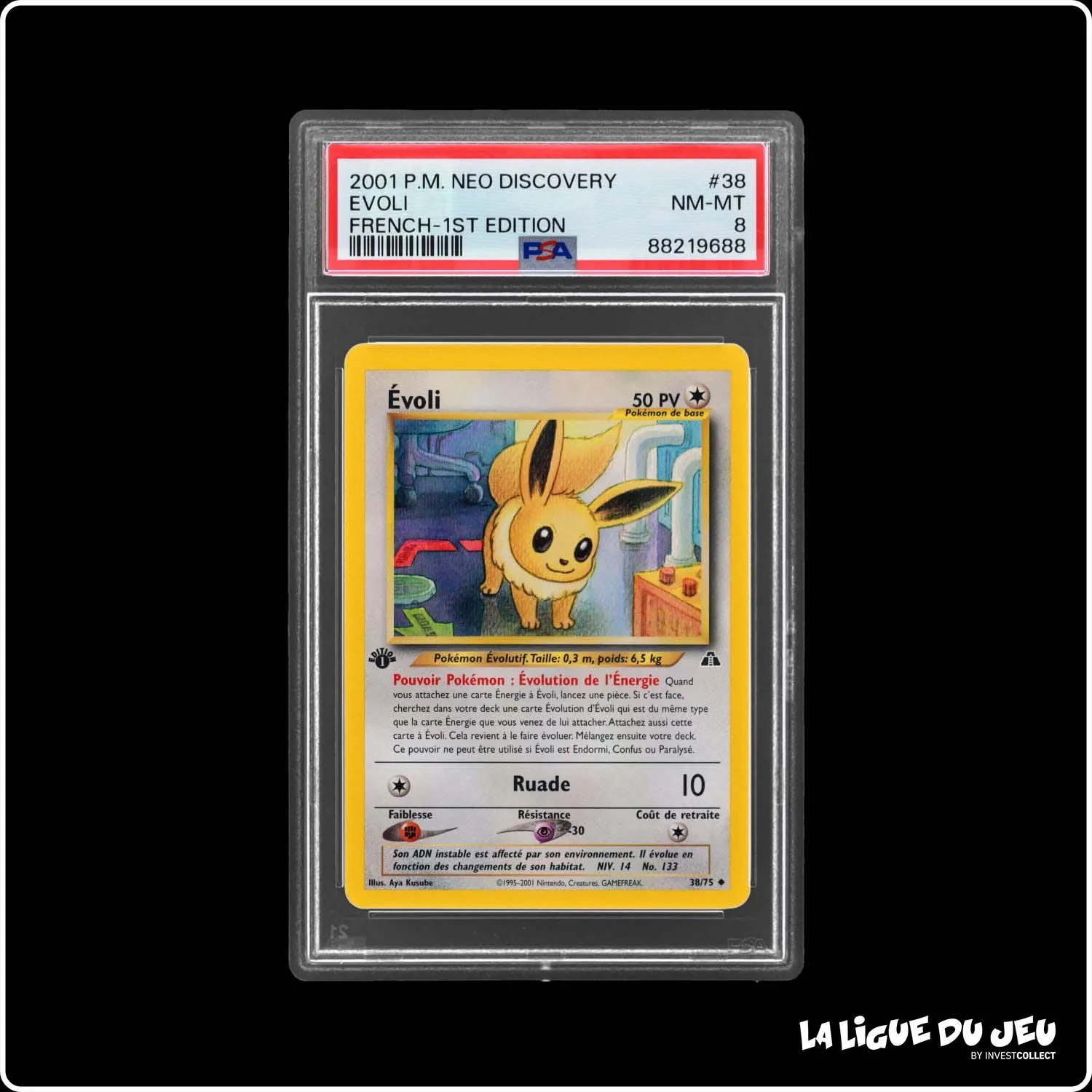 Peu Commune - Pokemon - Neo Discovery - Évoli - 38/75 - 1er édition - PSA 8 - Français