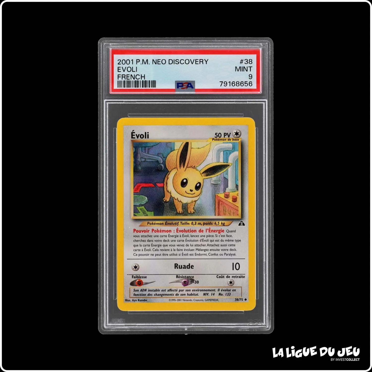 Peu Commune - Pokemon - Neo Discovery - Évoli - 38/75 - Unlimited - PSA 9 - Français