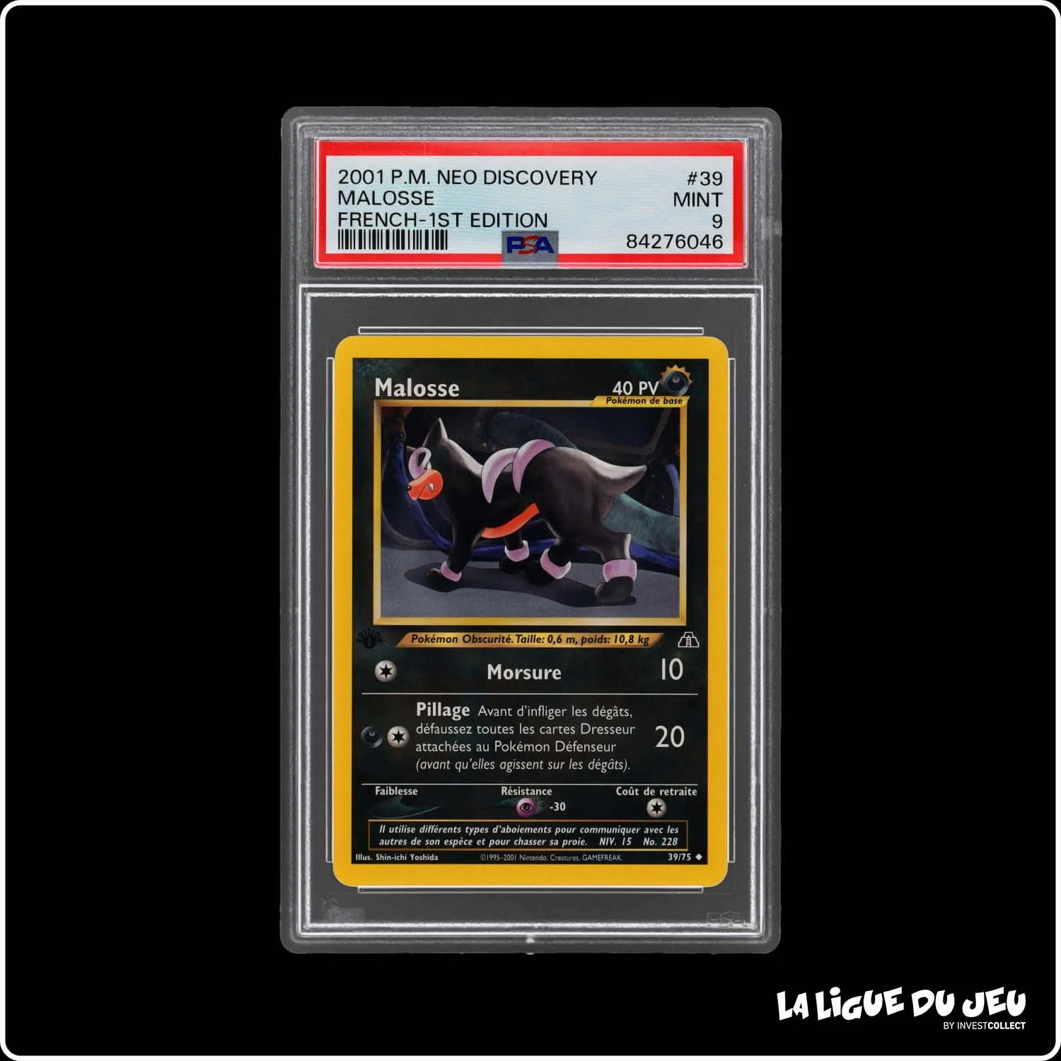 Peu Commune - Pokemon - Neo Discovery - Malosse - 39/75 - 1er édition - PSA 9 - Français