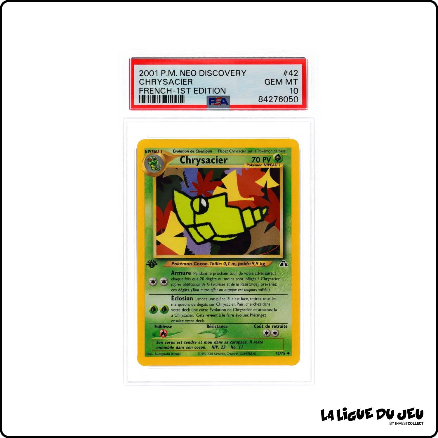 Peu Commune - Pokemon - Neo Discovery - Chrysacier - 42/75 - 1er édition - PSA 10 - Français